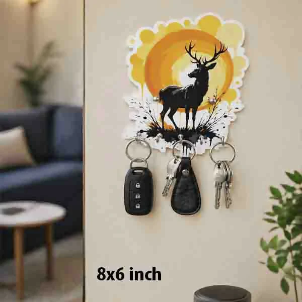 Deer Design Decorative Wall Key Holder with Multi Hooks for Home & Office - Image 3