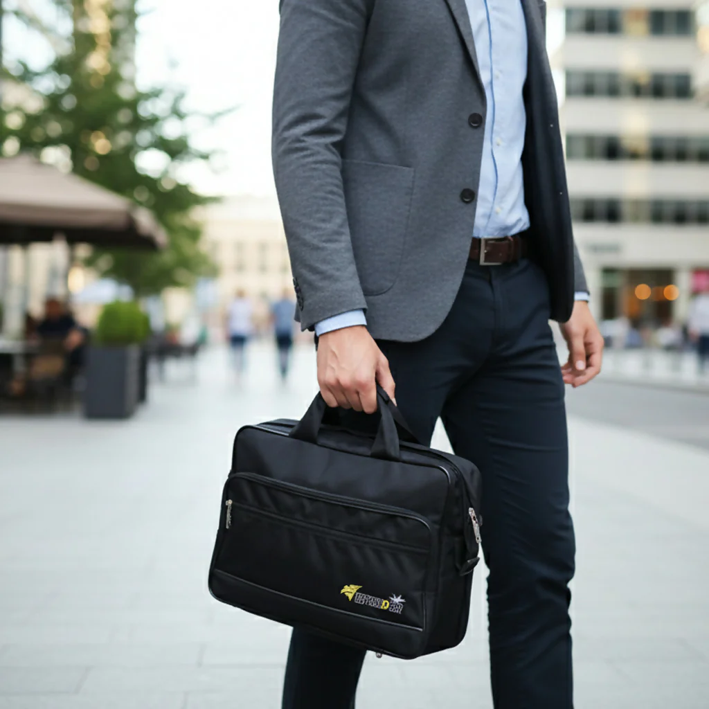 Defender Laptop Bag 15.5 Inch – Office Laptop Briefcase with Shoulder Strap (Black) - Image 2