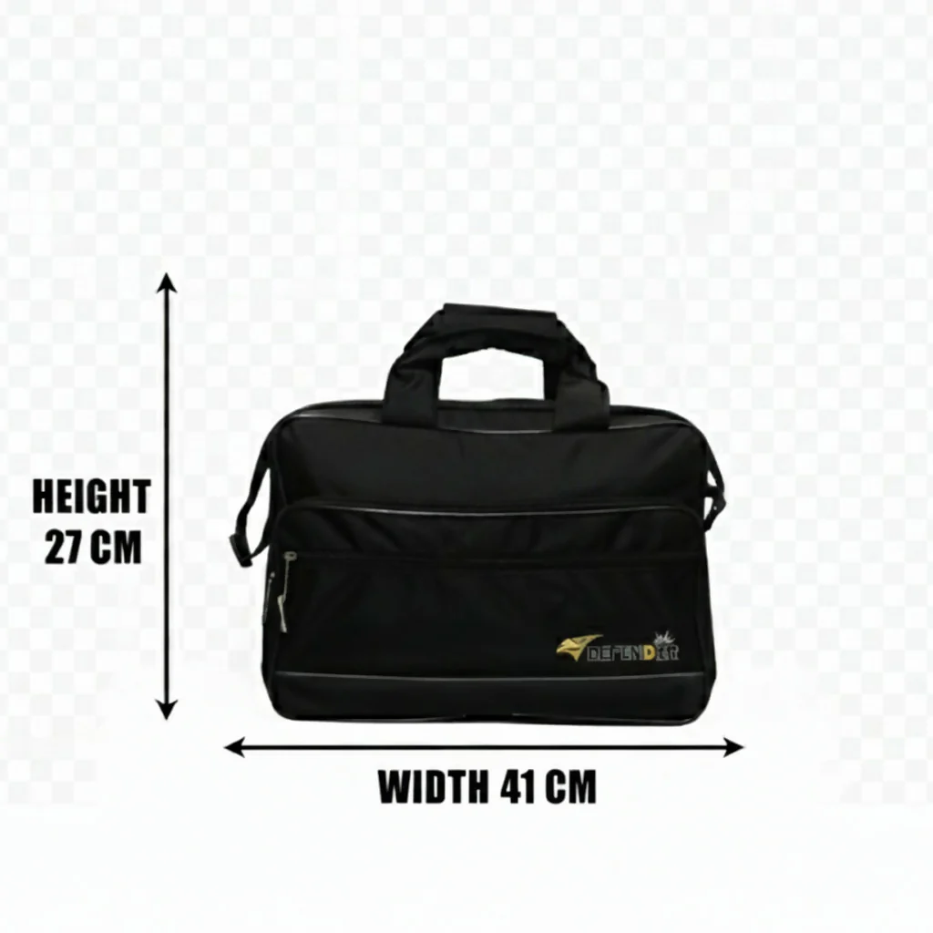 Defender Laptop Bag 15.5 Inch – Office Laptop Briefcase with Shoulder Strap (Black) - Image 3