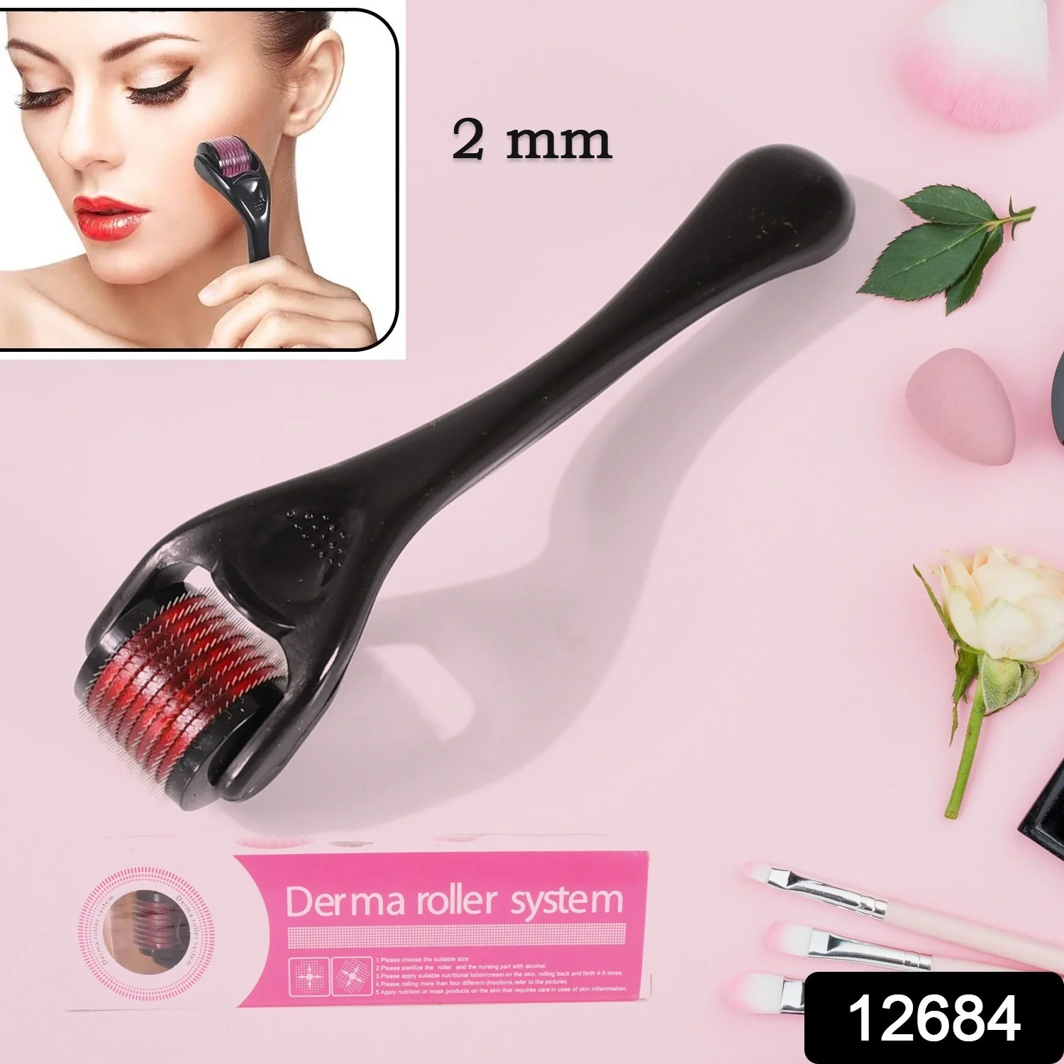Derma Roller Anti Ageing and Facial Scrubs & Polishes Scar Removal Hair Regrowth (2 MM) - Image 2