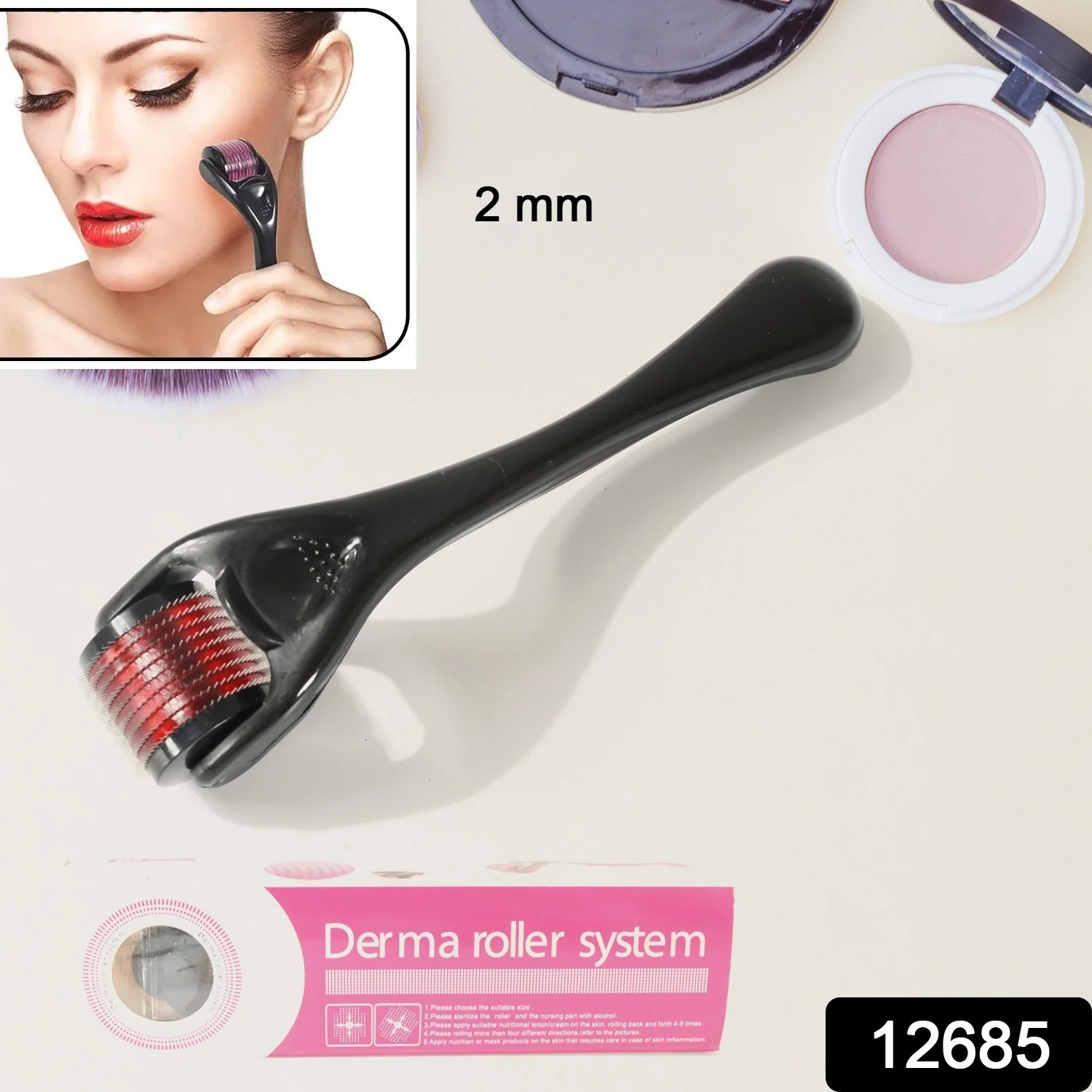 Derma Roller Anti Ageing Facial Scrubs & Polishes Scar Removal Hair Regrowth (2 MM) - Image 2