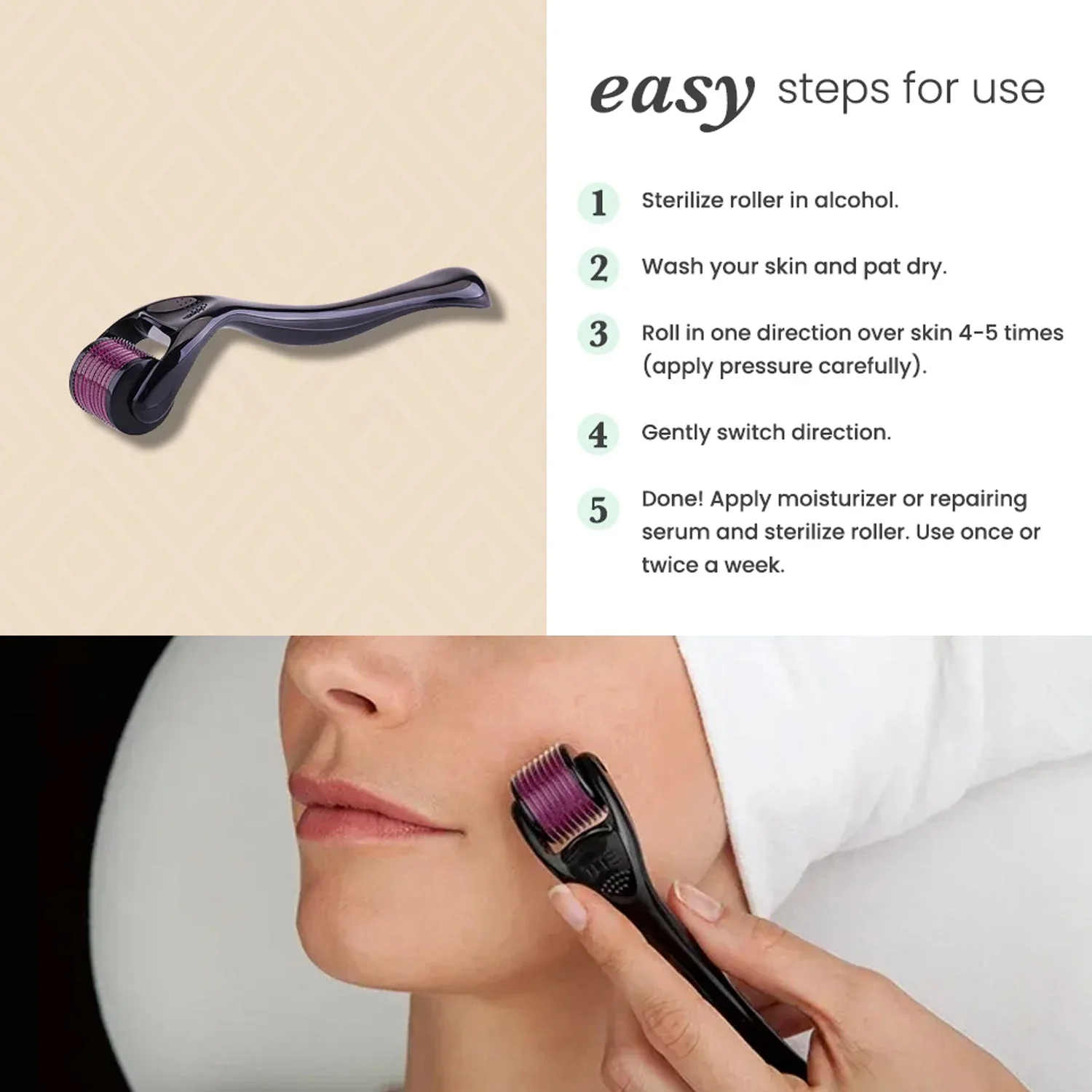Derma Roller Anti Ageing Facial Scrubs & Polishes Scar Removal Hair Regrowth (2 MM) - Image 8
