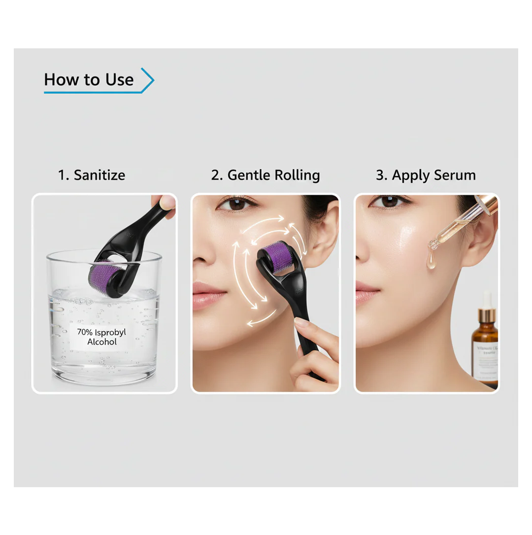 Derma Roller Anti Ageing Facial Scrubs & Polishes Scar Removal Hair Regrowth (0.75mm) - Image 3