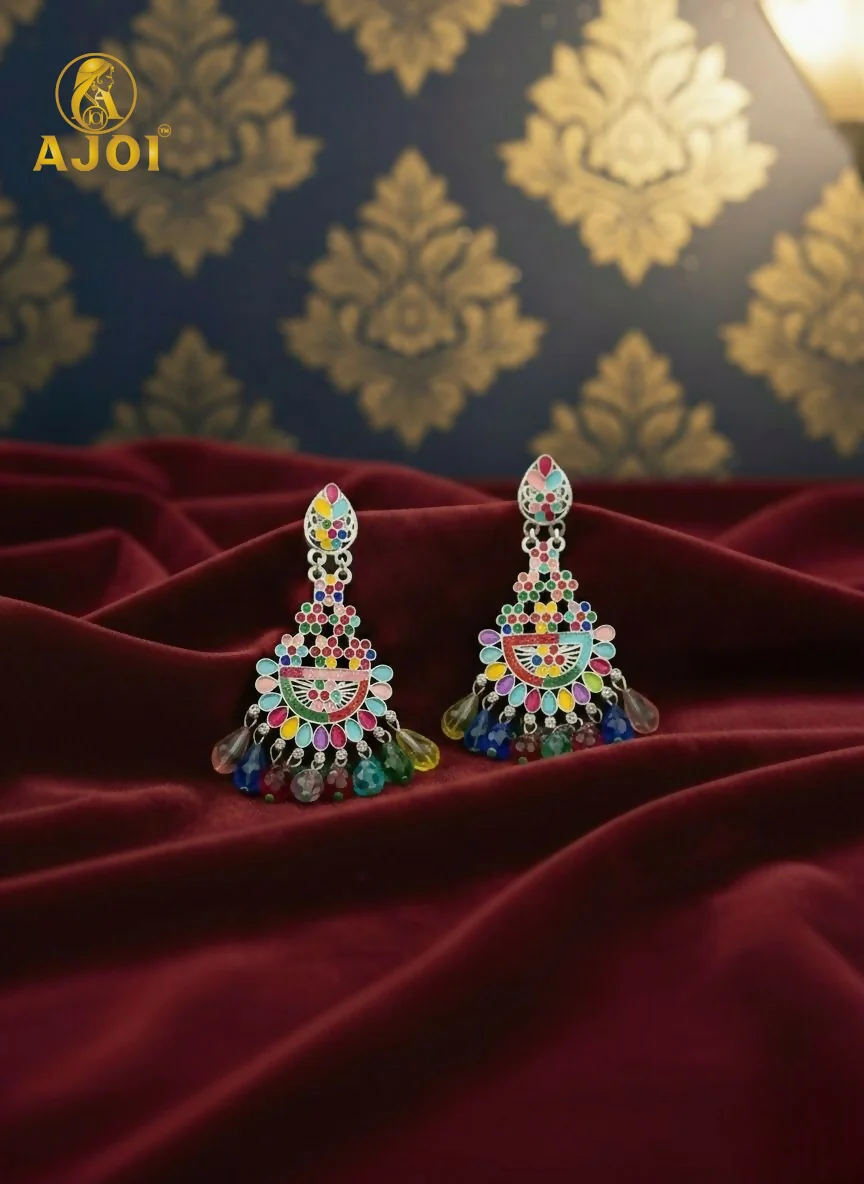 Designer Colorful Drop Earrings for Girls & Women - Image 3