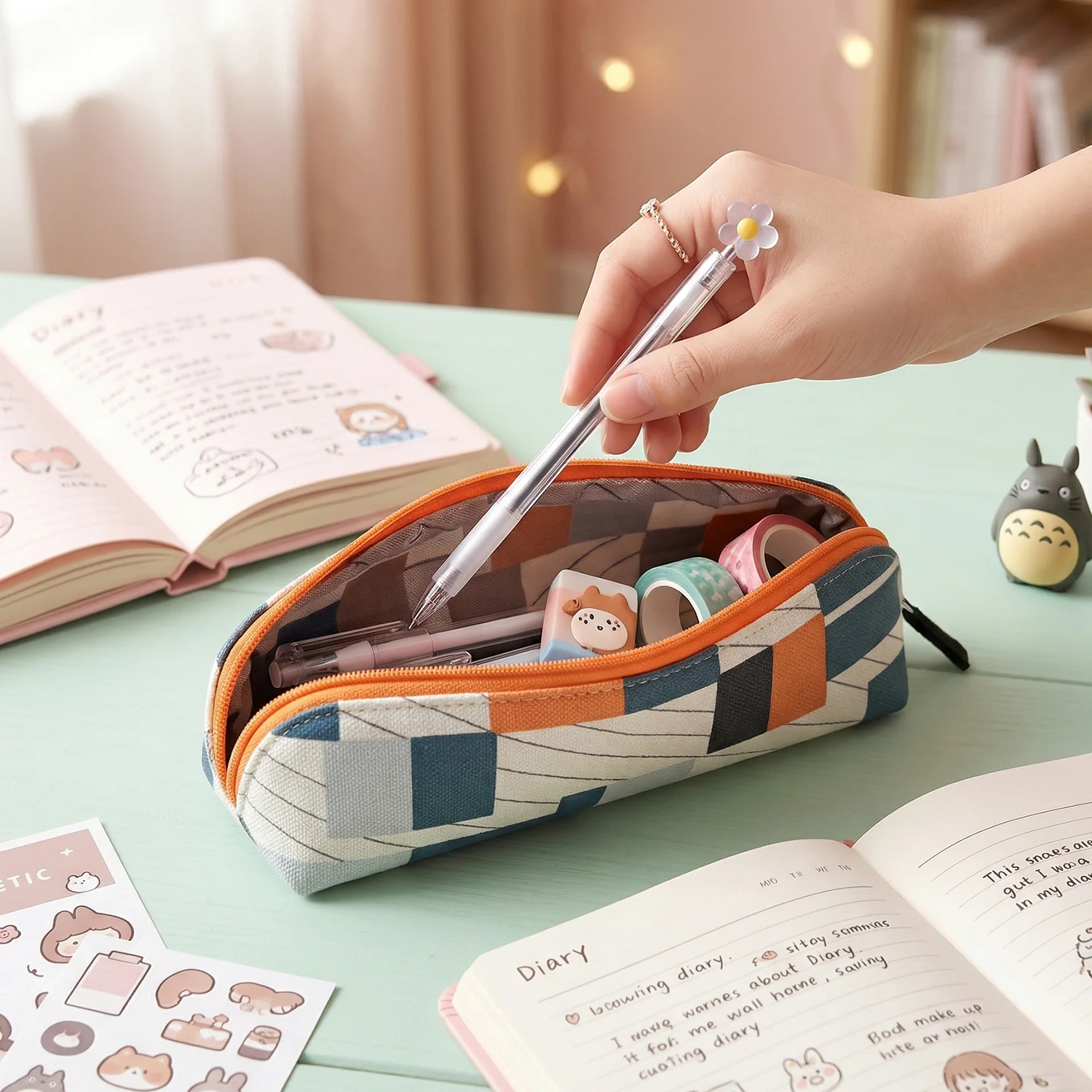 Designer Fabric Zipper Pencil Pouch (1 Pc) - Image 3