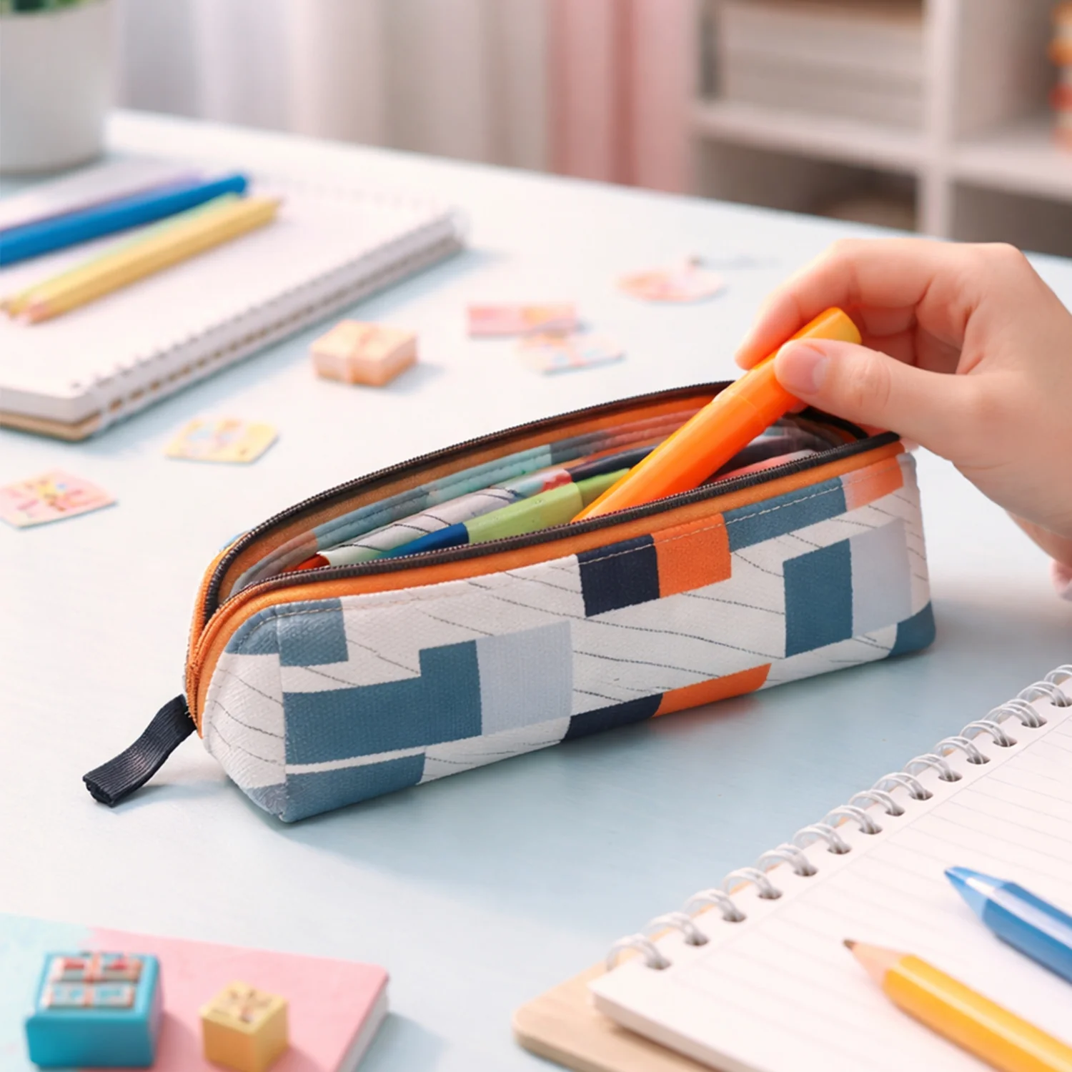 Designer Fabric Zipper Pencil Pouch (1 Pc) - Image 5