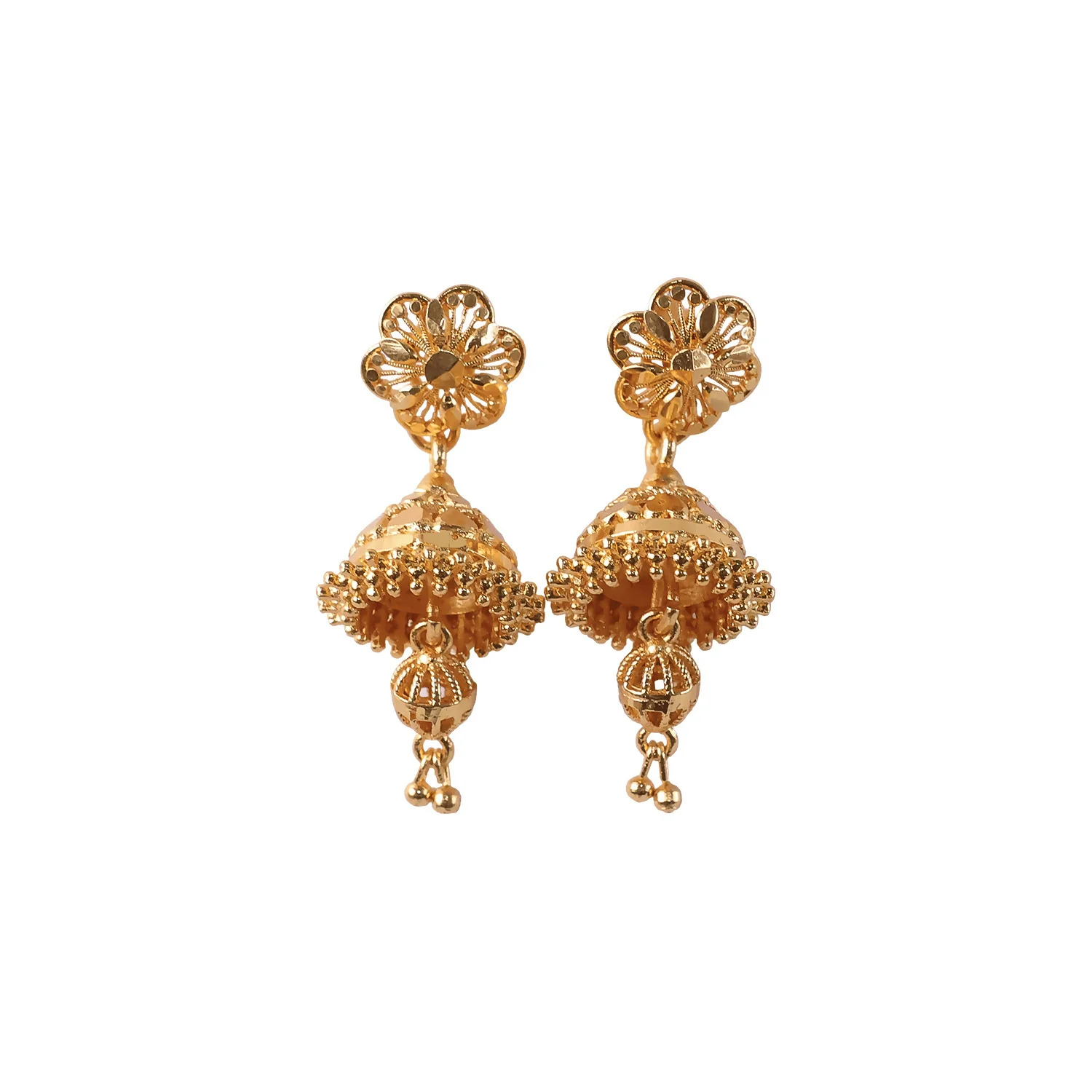 Designer Floral Top Gold Jhumka Earrings – Festive Collection - Image 5