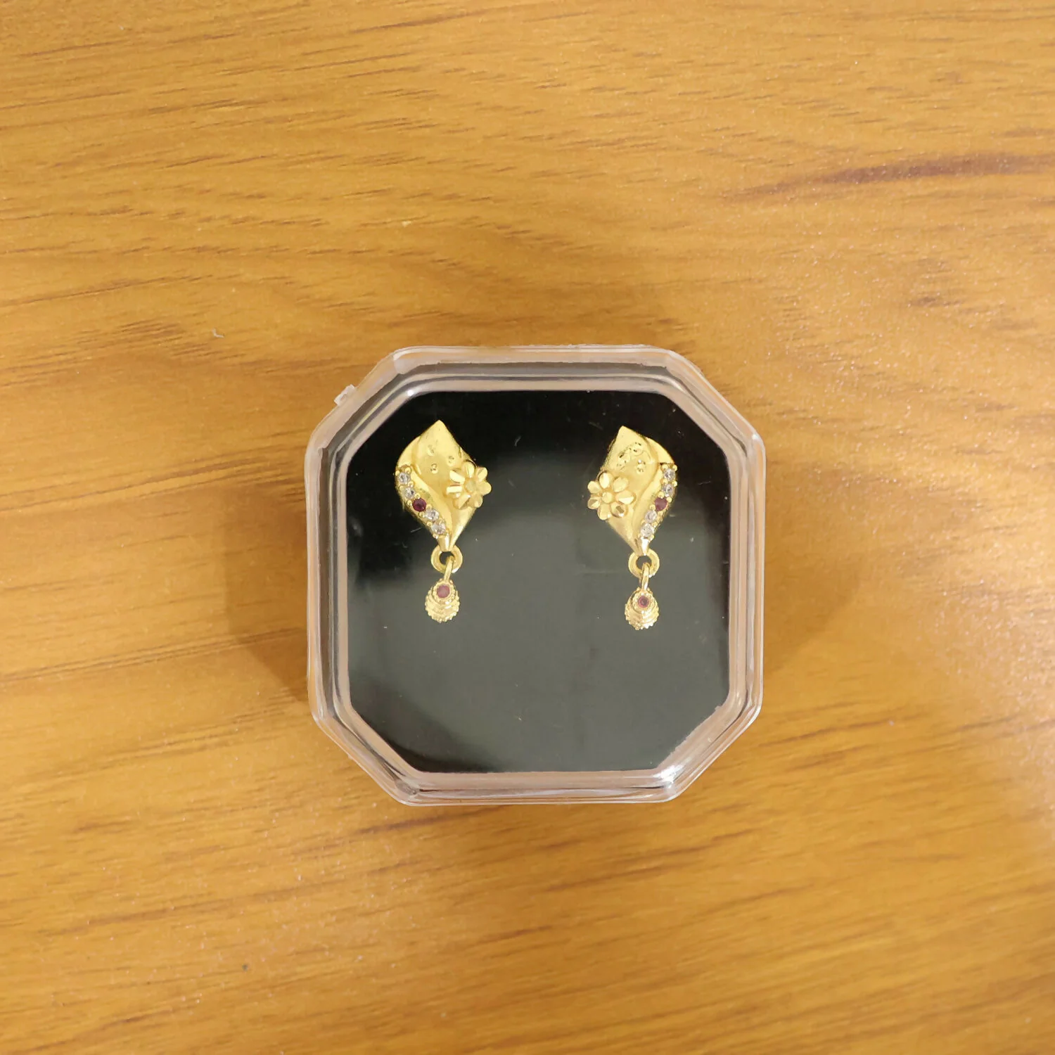 Designer Flower Style Gold Plated Stud Drop Earrings for Women - Image 6