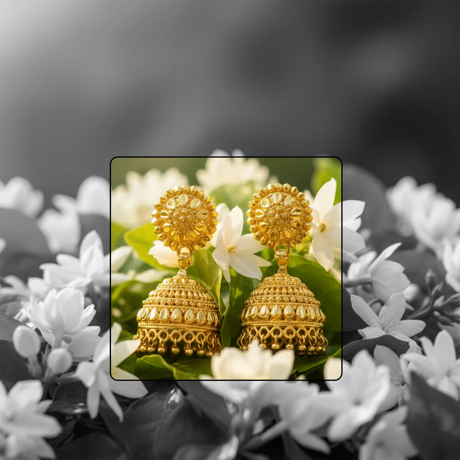 Designer Gold Plated Ethnic Jhumka Earrings for Women & Girls Festive Wear - Image 2