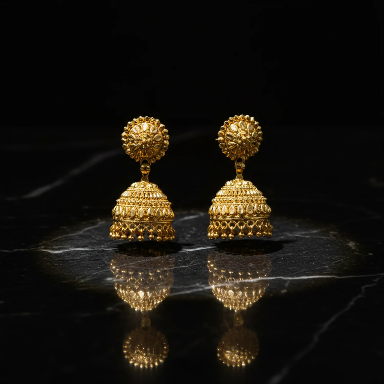 Designer Gold Plated Ethnic Jhumka Earrings for Women & Girls Festive Wear - Image 4