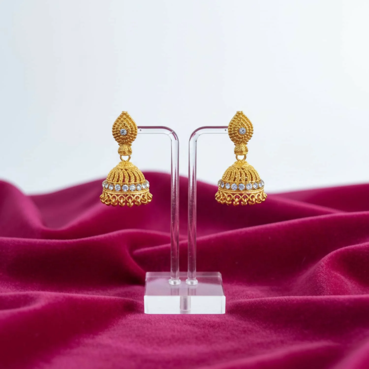 Designer Gold Tone Jhumki | Stylish Traditional Earrings for Girls - Image 3