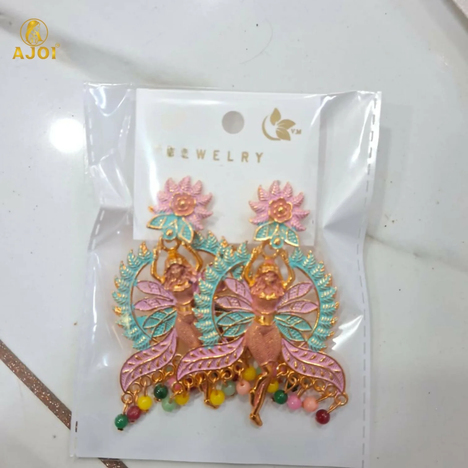 Designer Multicolor Fairy Motif Enamel Earrings for Women - Image 6