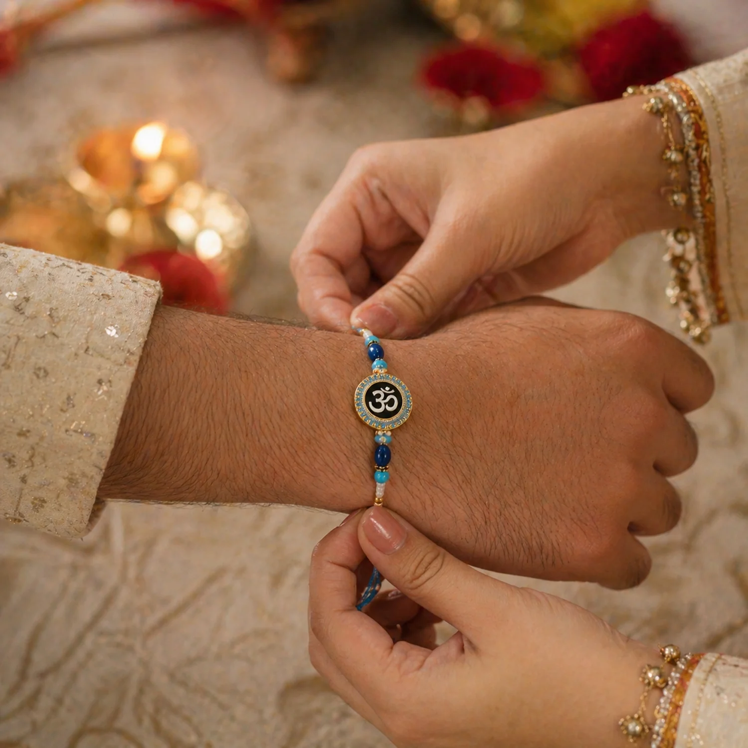 Designer Rakhi with Om Symbol (1 Pc) - Image 3