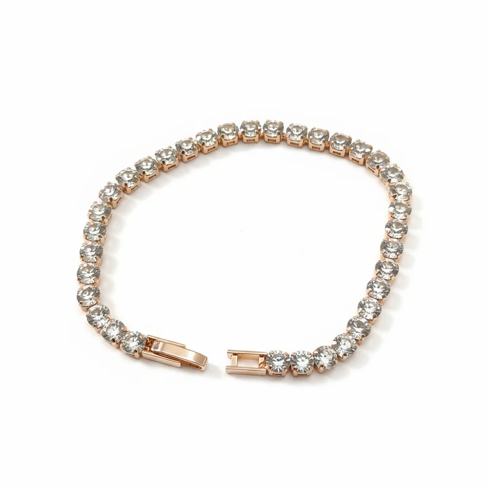 Designer Rose Gold Finish American Diamond Bracelet - Image 3