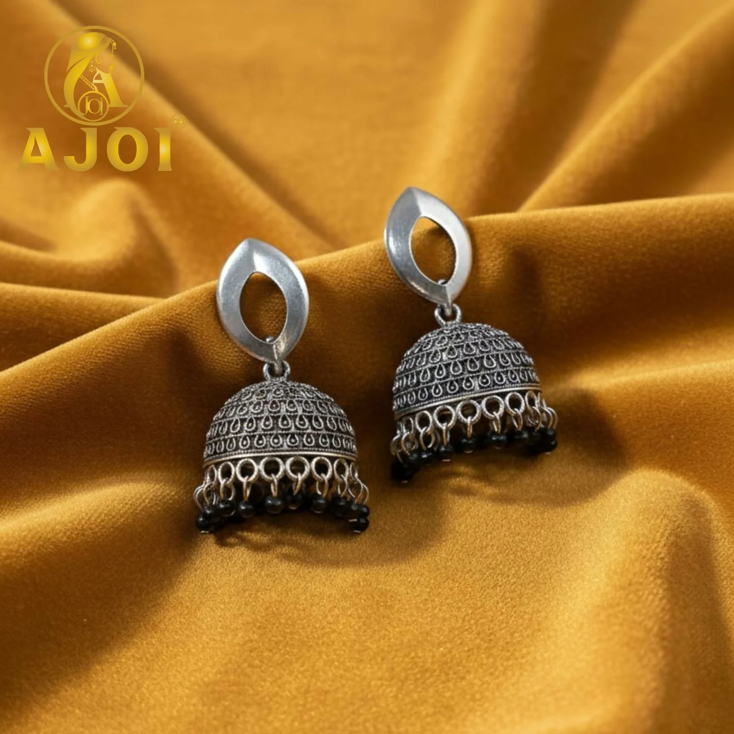 Designer Silver Teardrop Jhumka Earrings with Elegant Traditional Detailing - Image 3