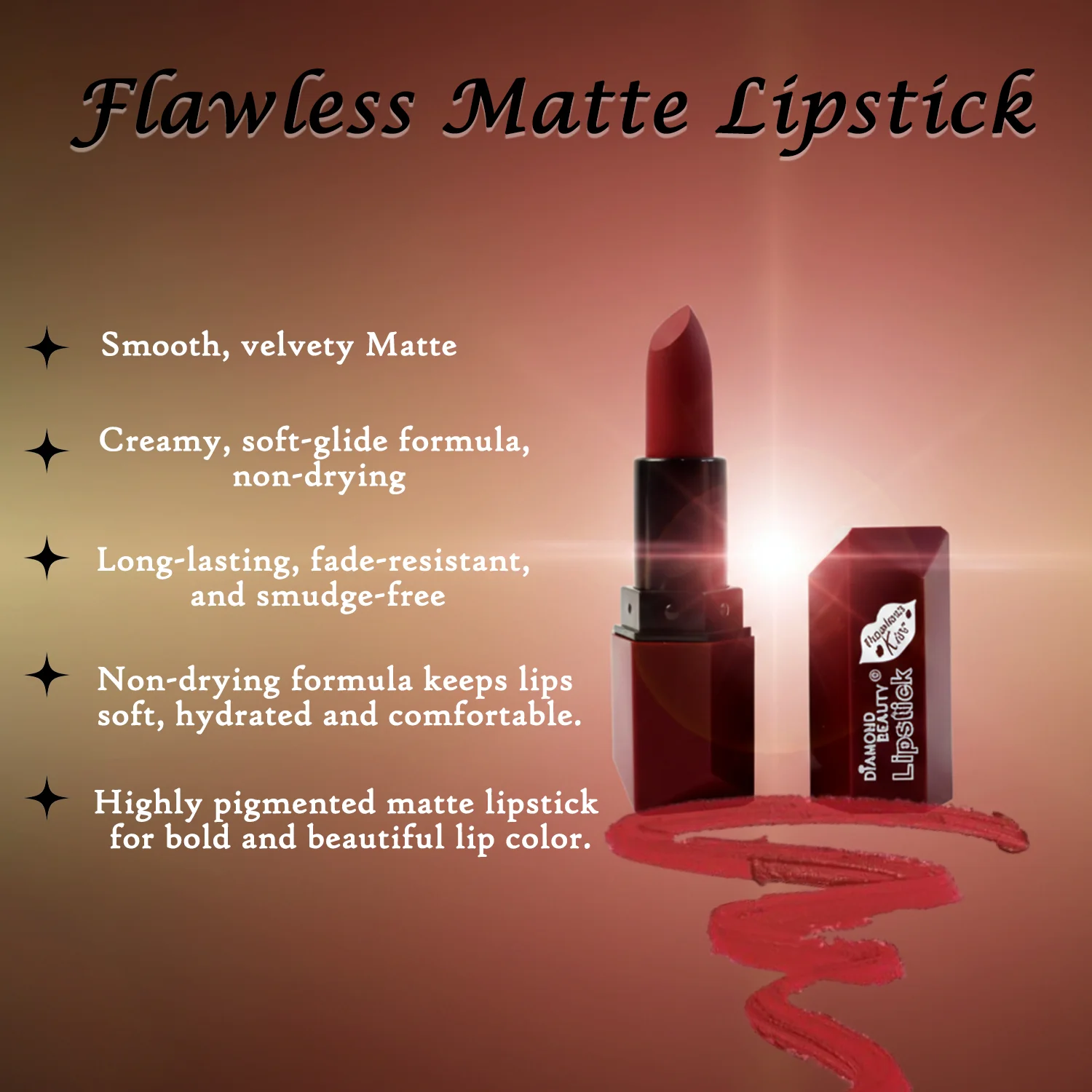 Diamond Beauty Flawless Kiss Matte Lipstick (1 Pc) - Image 4