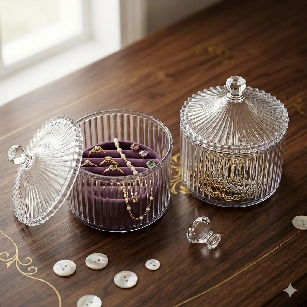 Diamond Crystal Cut 500ml Dry Fruit Jar Set of 2 | Food-Grade Premium Plastic Airtight Containers with Royal Lid for Kitchen Storage, Gifting, and Home Decor (Clear/Transparent) - Image 5
