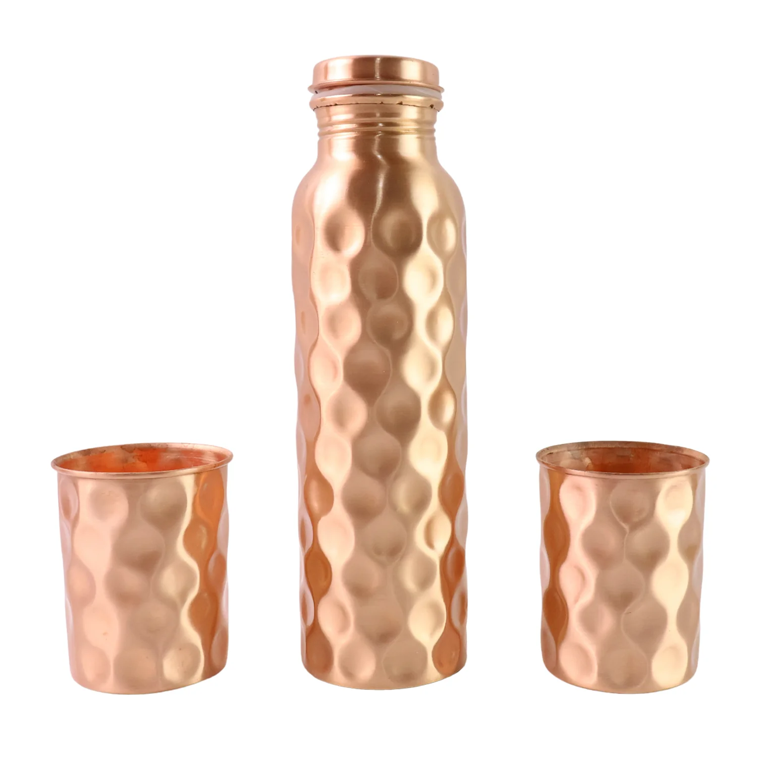 Diamond Cut Copper Water Bottle 2 Glasses with Gift Box (3 Pcs Set) - Image 5