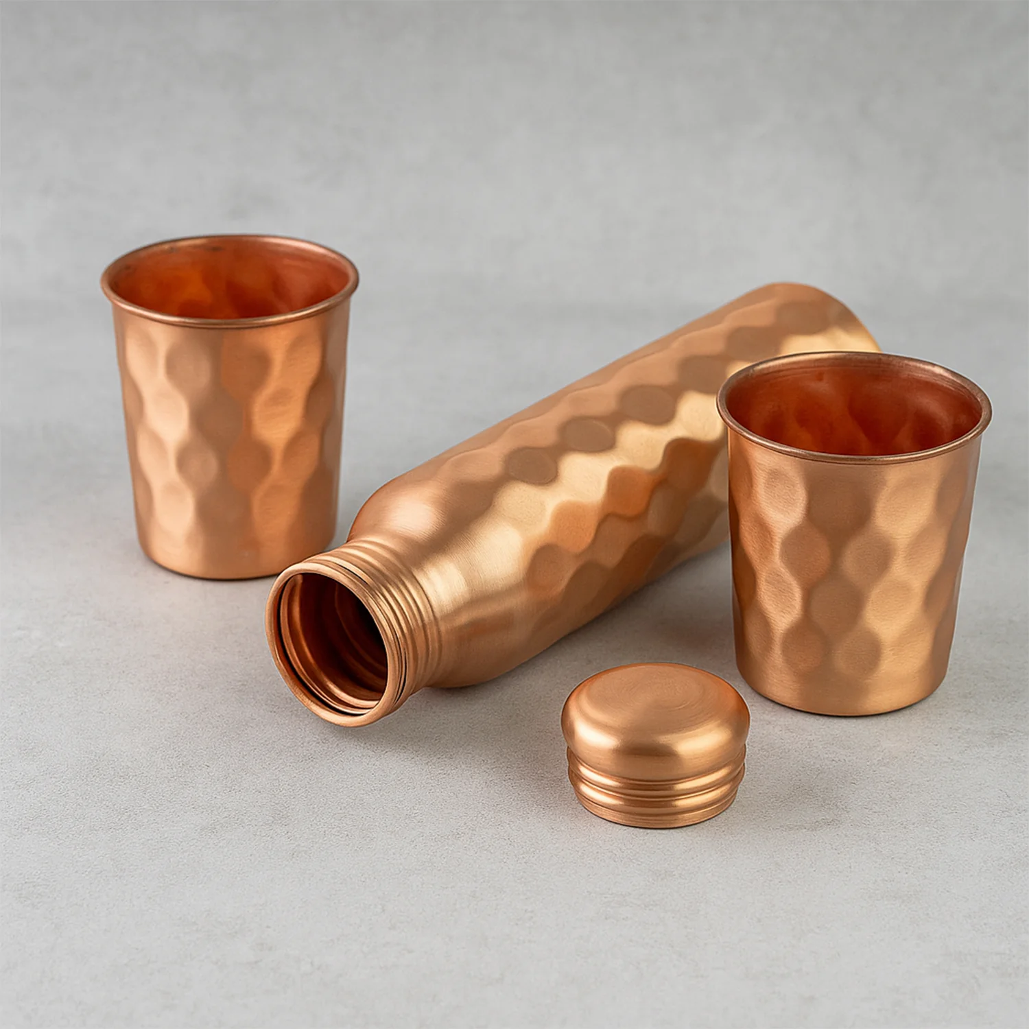 Diamond Cut Copper Water Bottle 2 Glasses with Gift Box (3 Pcs Set) - Image 8