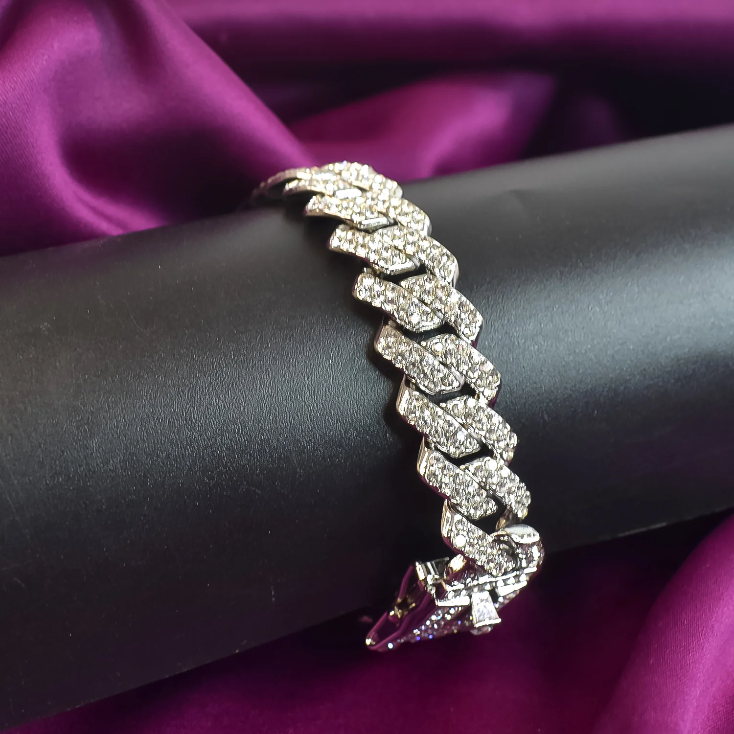 Diamond Cut Cuban Link Bracelet Men Women Full Cubic Zirconia Iced Out Curb Chain - Image 3