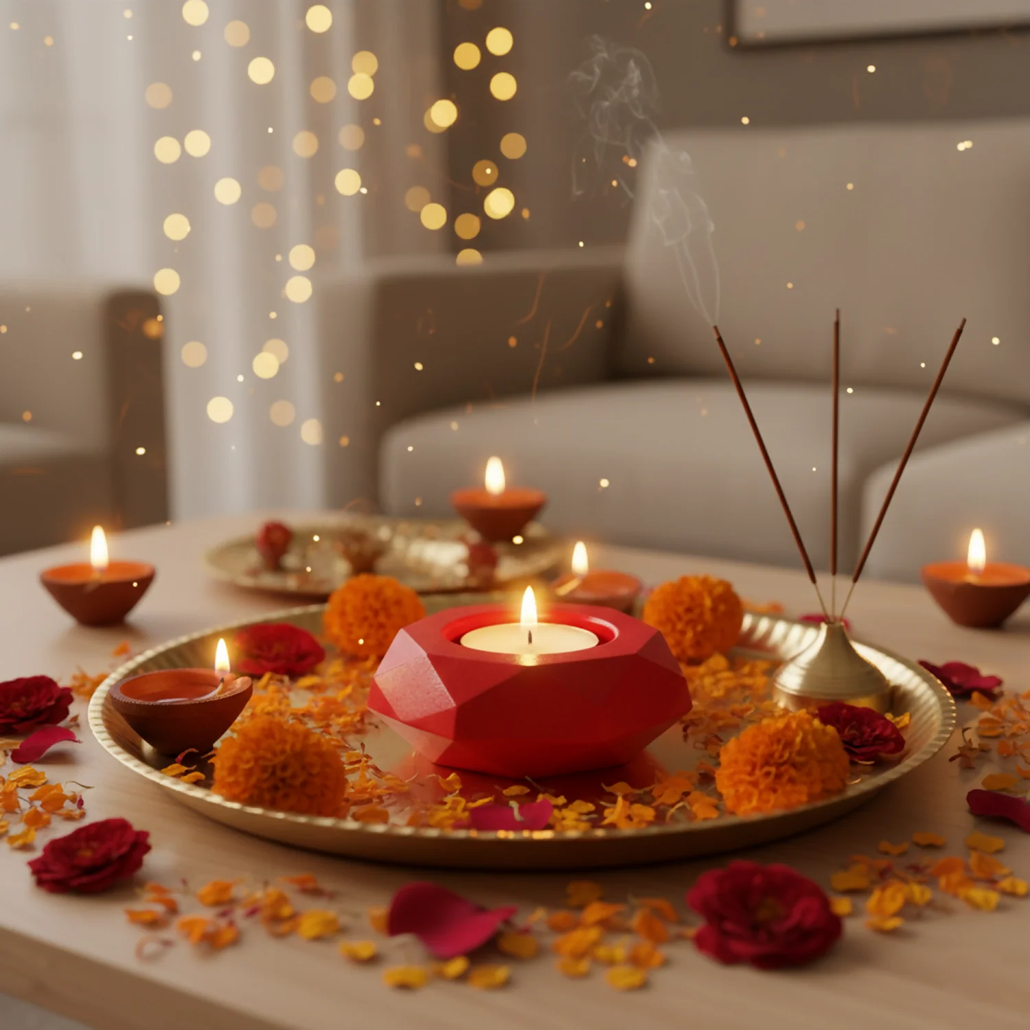 Diamond Decorative Diya Multi-Purpose Tealight Candle Holder - Image 5