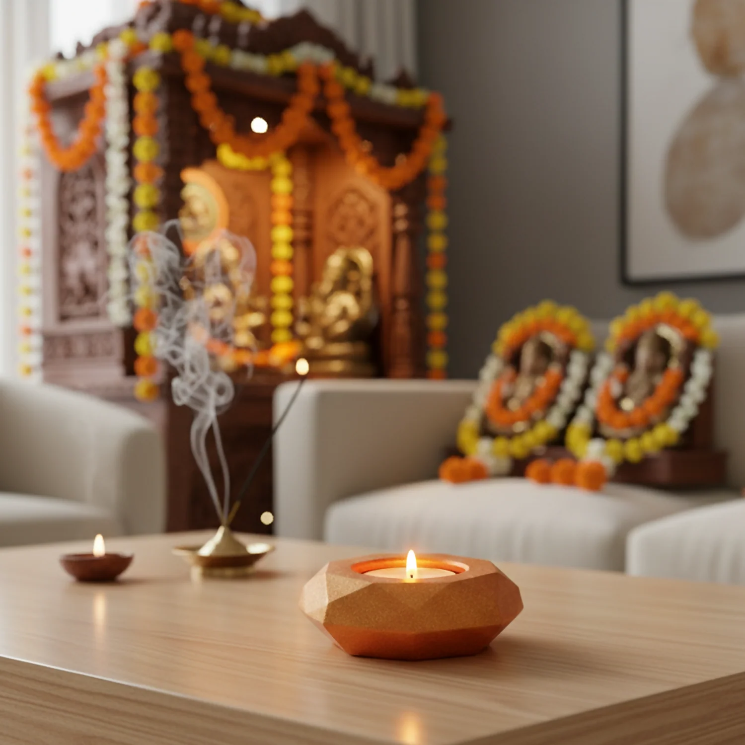 Diamond Decorative Diya Multi-Purpose Tealight Candle Holder - Image 6