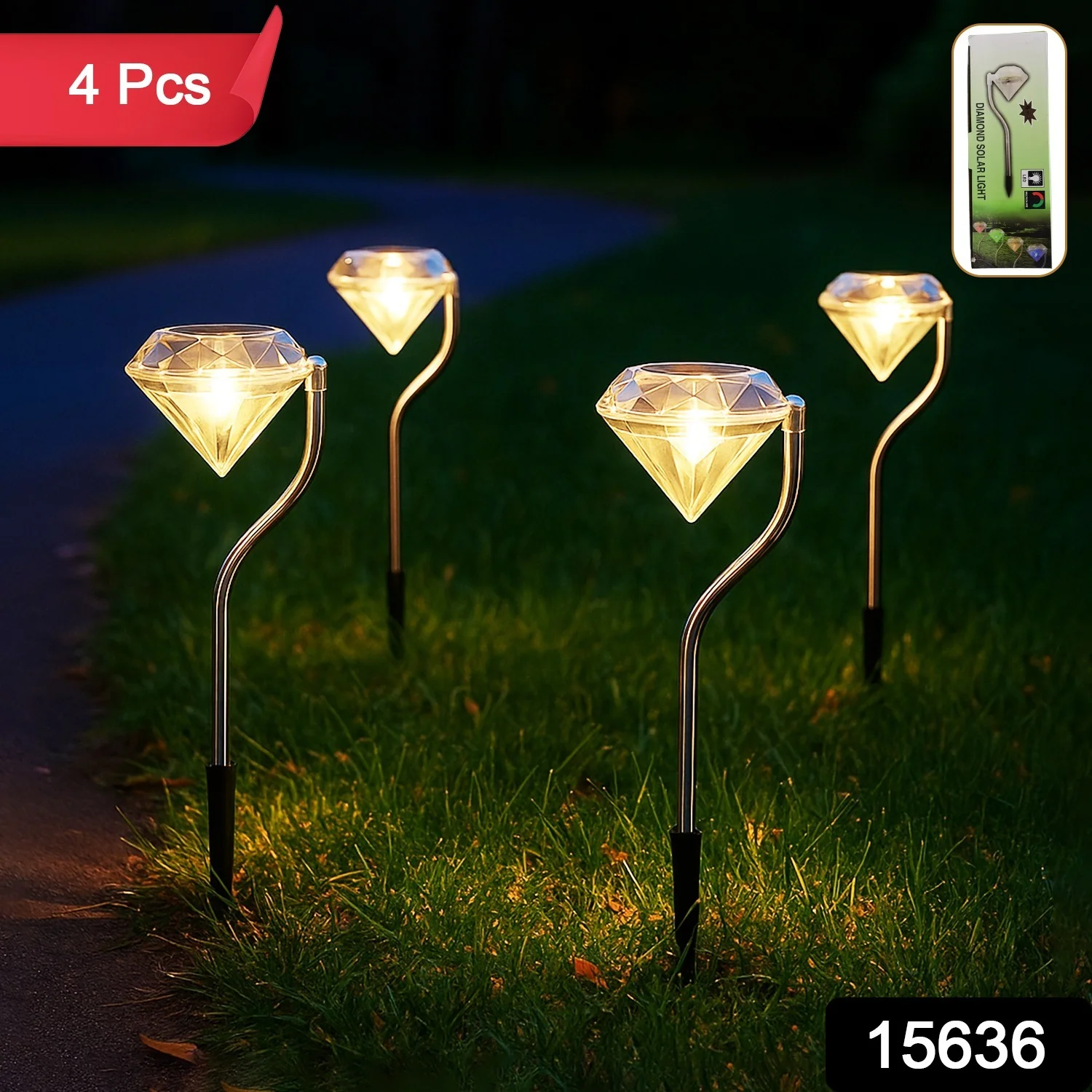 Diamond Shaped Solar Garden Lights (4 Pc) - Image 2