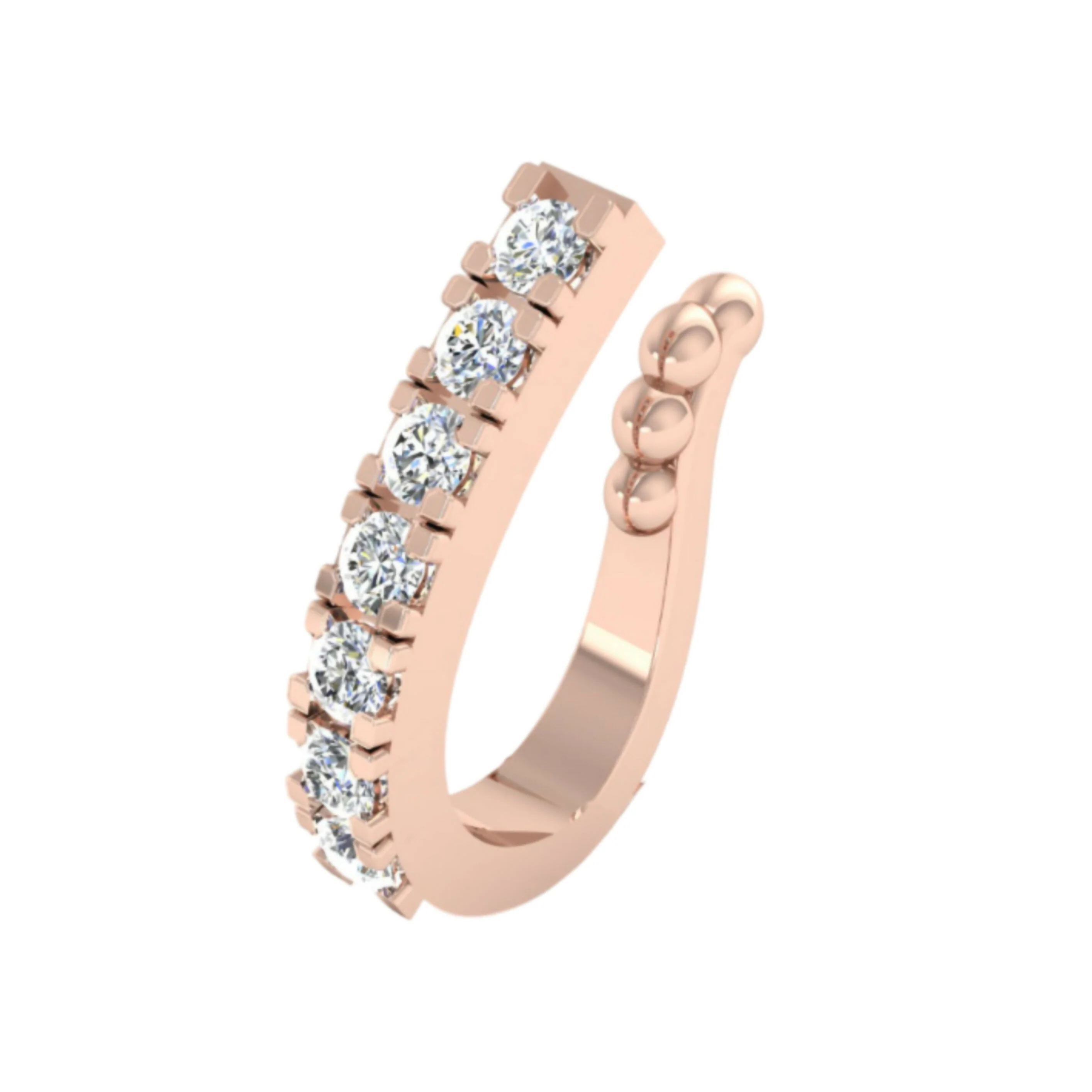 Diamond-Studded Rose Gold Plated Nose Ring/Nath - Image 2