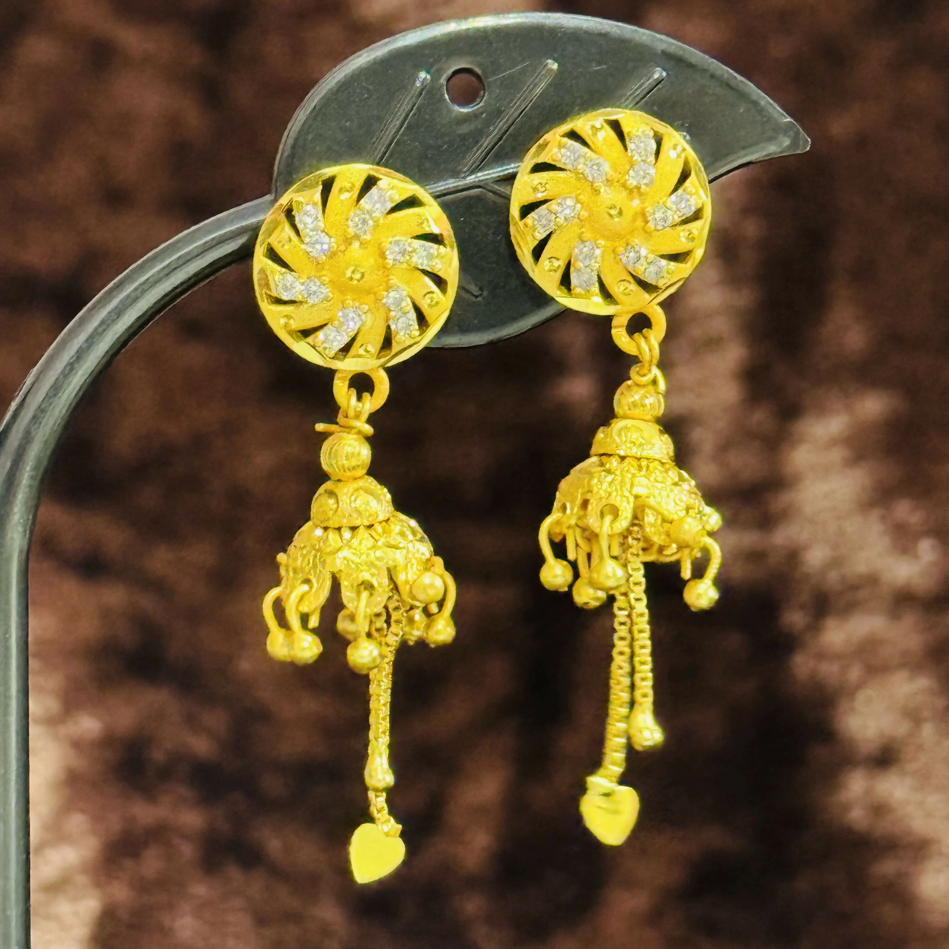 Diamonds Circle Design Earrings - Image 2