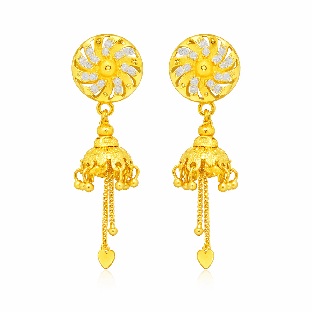 Diamonds Circle Design Earrings - Image 3