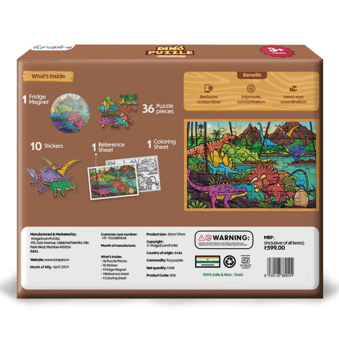 DINO PUZZLE THE LAST EGG - AGE 3+ (36 PUZZLE PIECES) MDF PUZZLE SERIES - Image 5