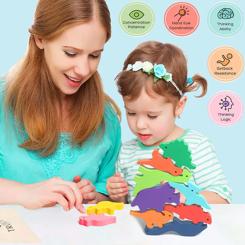 Dino Tumble Tower Balancing Game – Fun Dinosaur Stacking Toy for Kids - Image 4