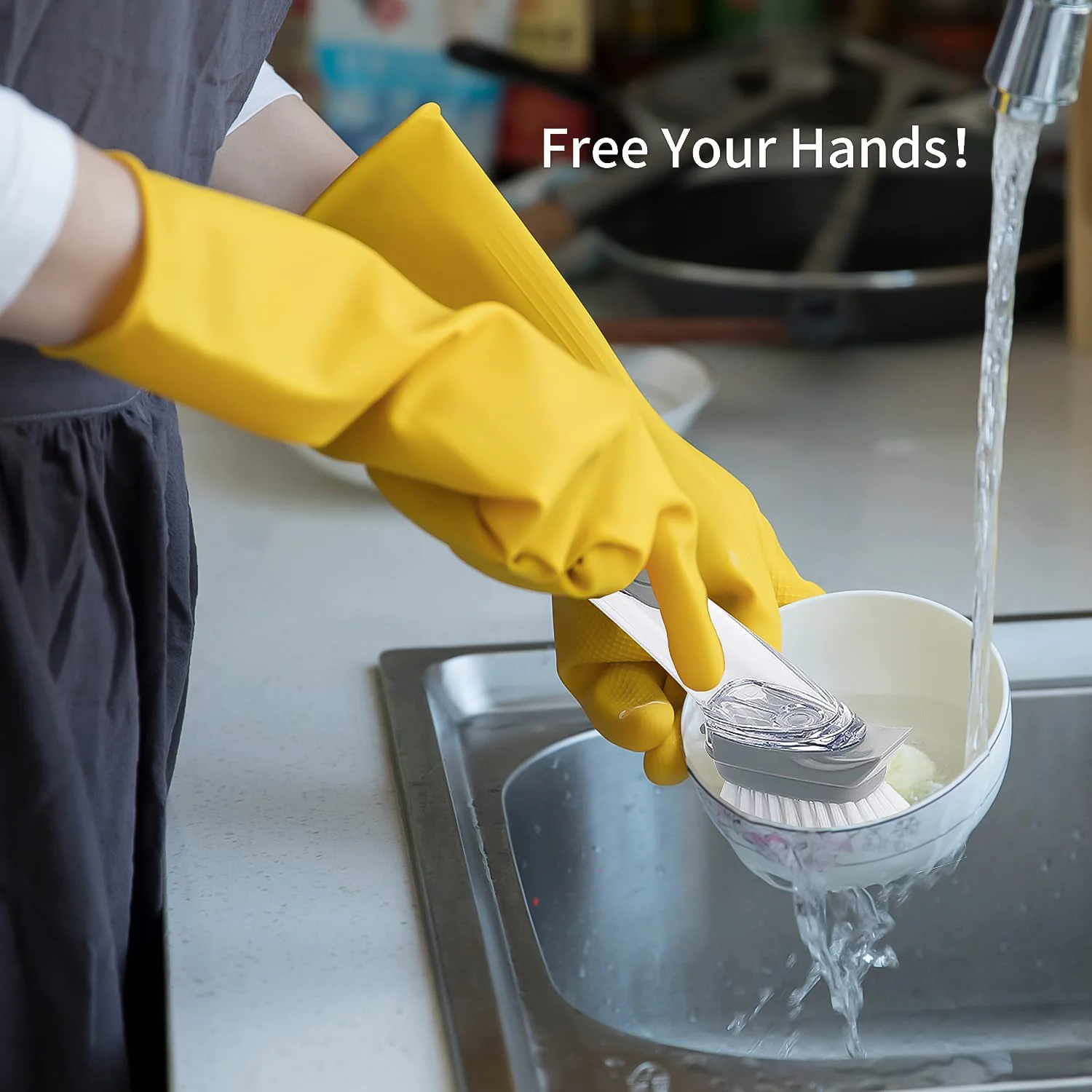 Dish Cleaning Brush with Built-in Liquid Soap Dispenser (1 Pc) - Image 7