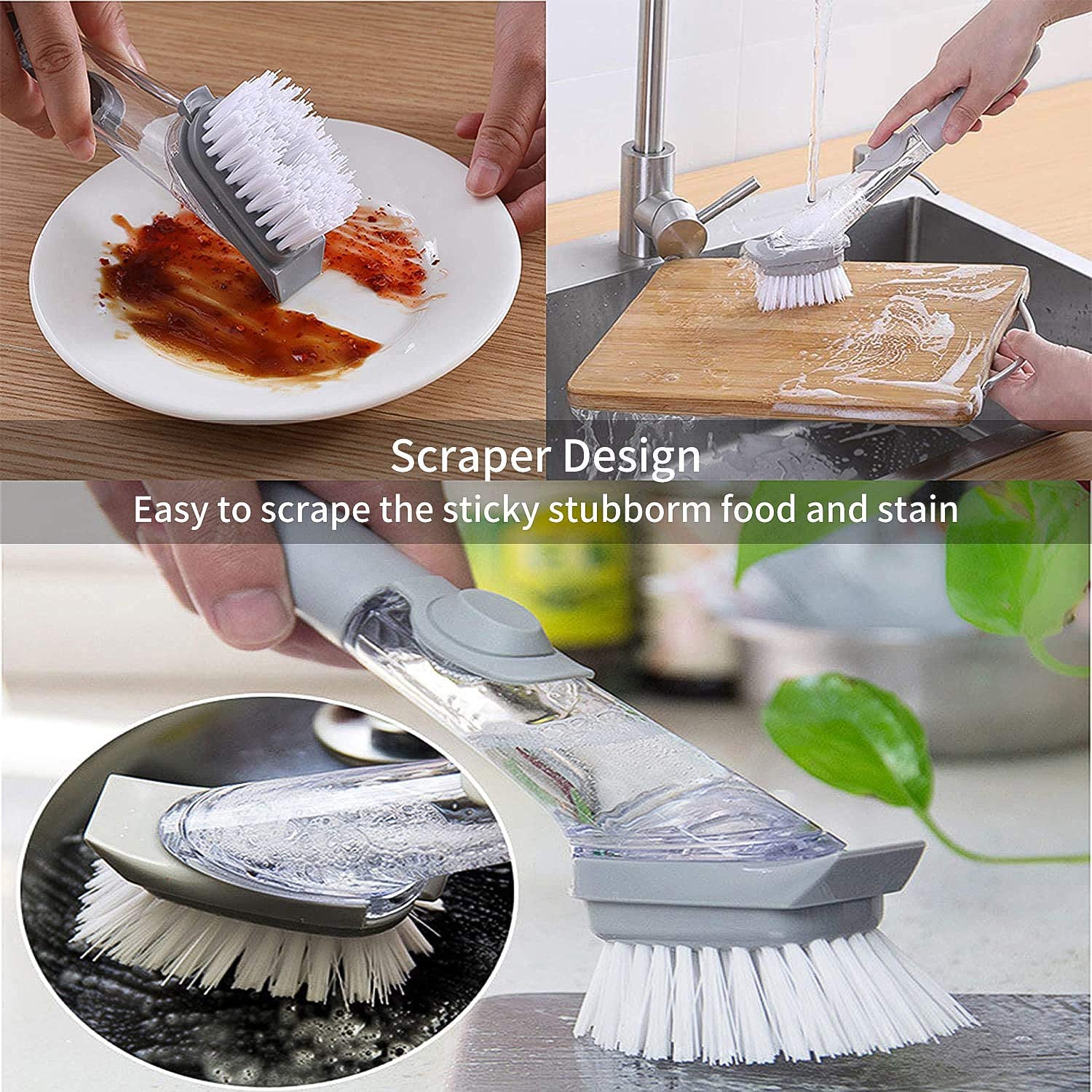 Dish Cleaning Brush with Built-in Liquid Soap Dispenser (1 Pc) - Image 8