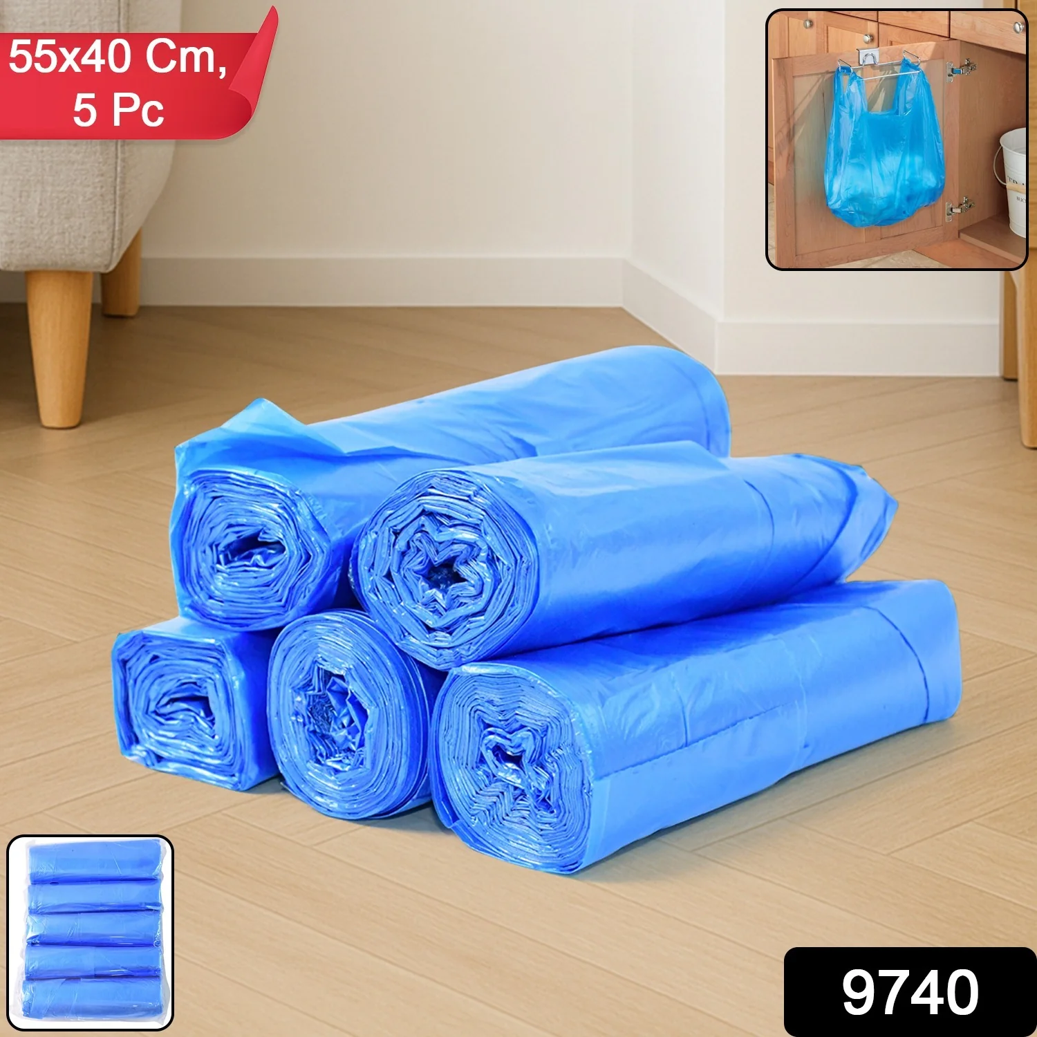 Disposable Garbage Bags 55 x 40 cm (5 Pc) - Image 2