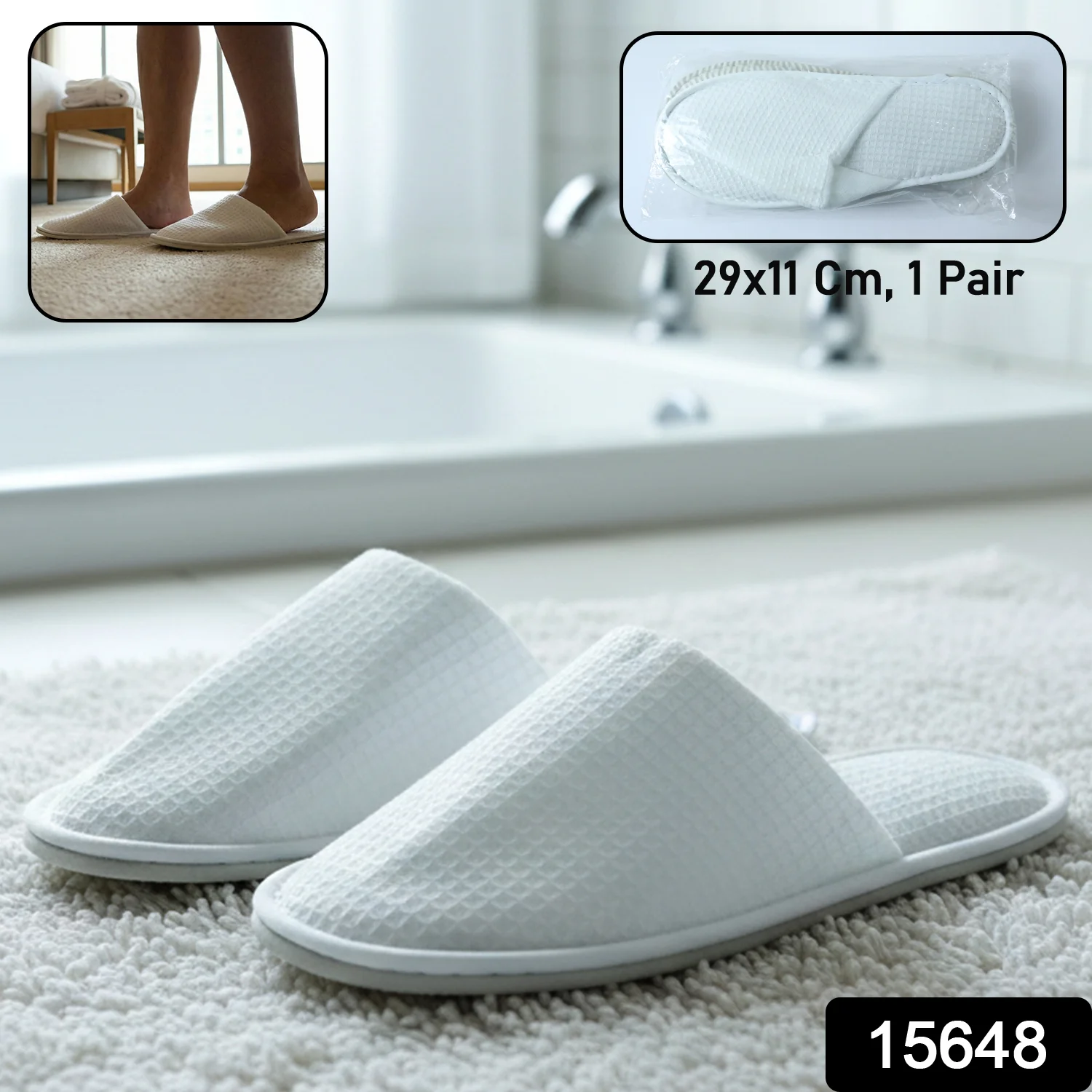 Hotel & Spa Soft Slippers for Guests (29 × 11 Cm, 1 Pair) - Image 2