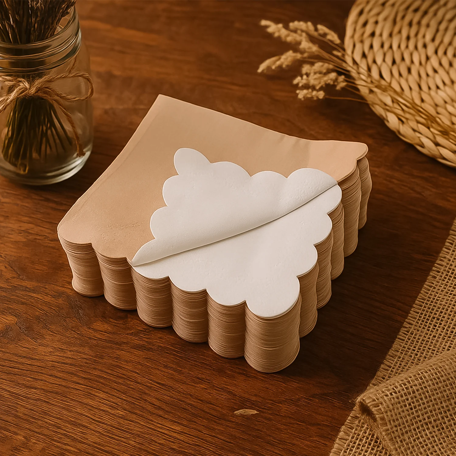 Disposable Scalloped Edge Tissue Napkins Set (120 Pc) - Image 3