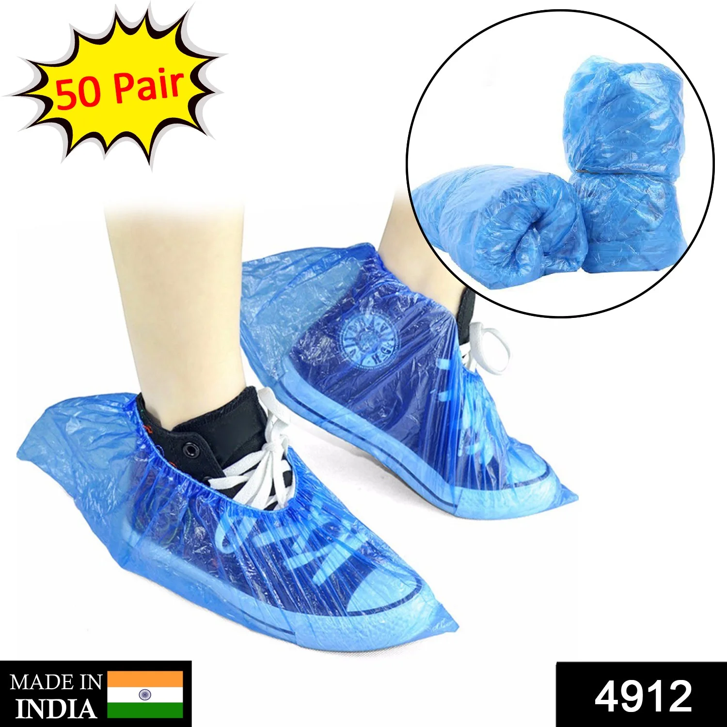 Type Plastic Elastic Top Disposable Shoe Cover for Rainy Season (50 Pairs) - Image 2