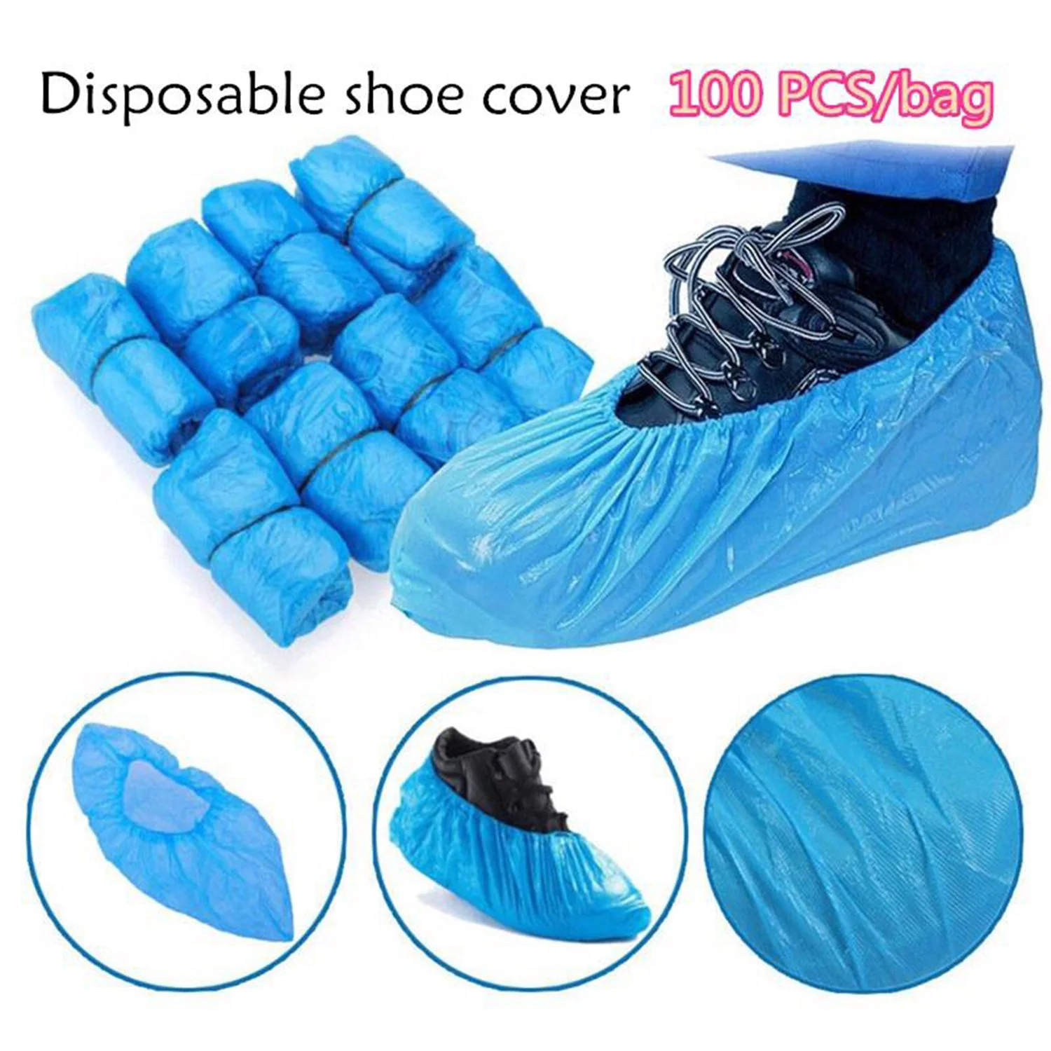 Type Plastic Elastic Top Disposable Shoe Cover for Rainy Season (50 Pairs) - Image 3