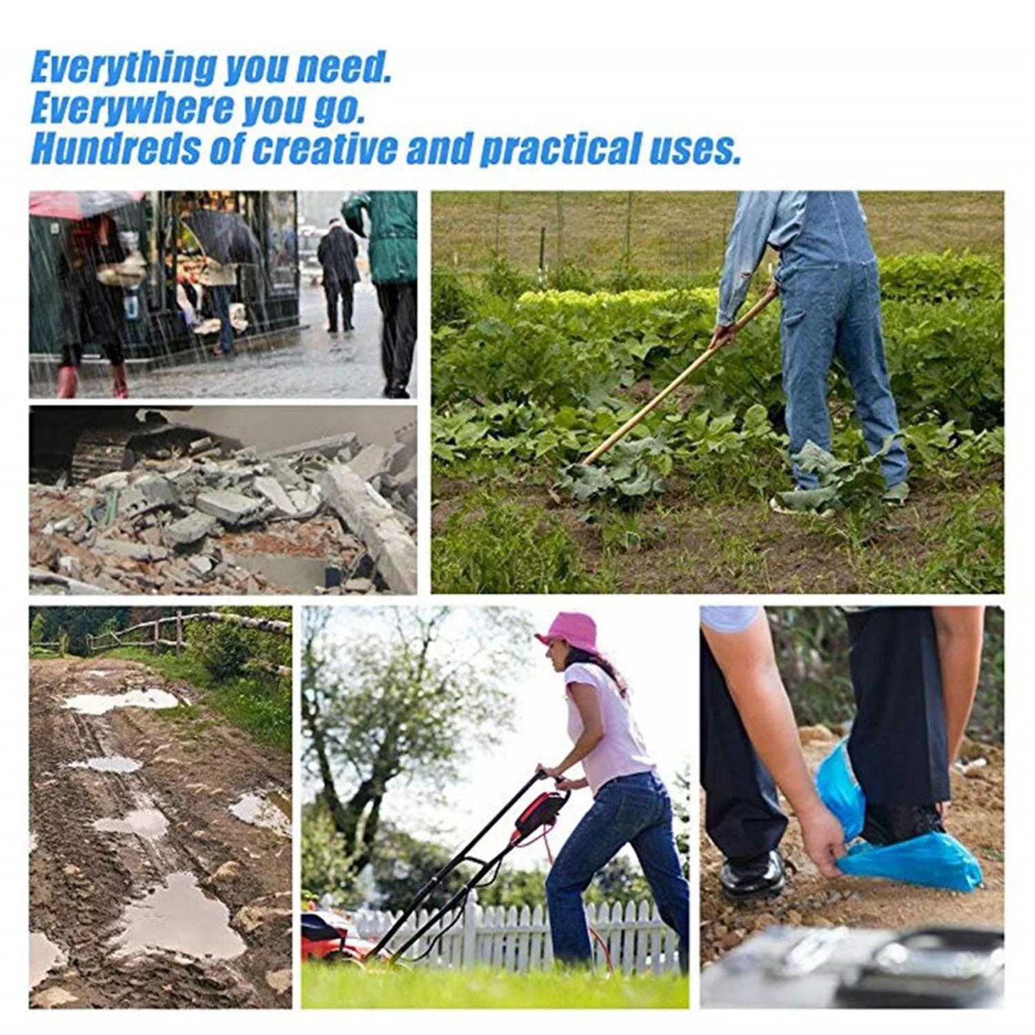 Type Plastic Elastic Top Disposable Shoe Cover for Rainy Season (50 Pairs) - Image 7