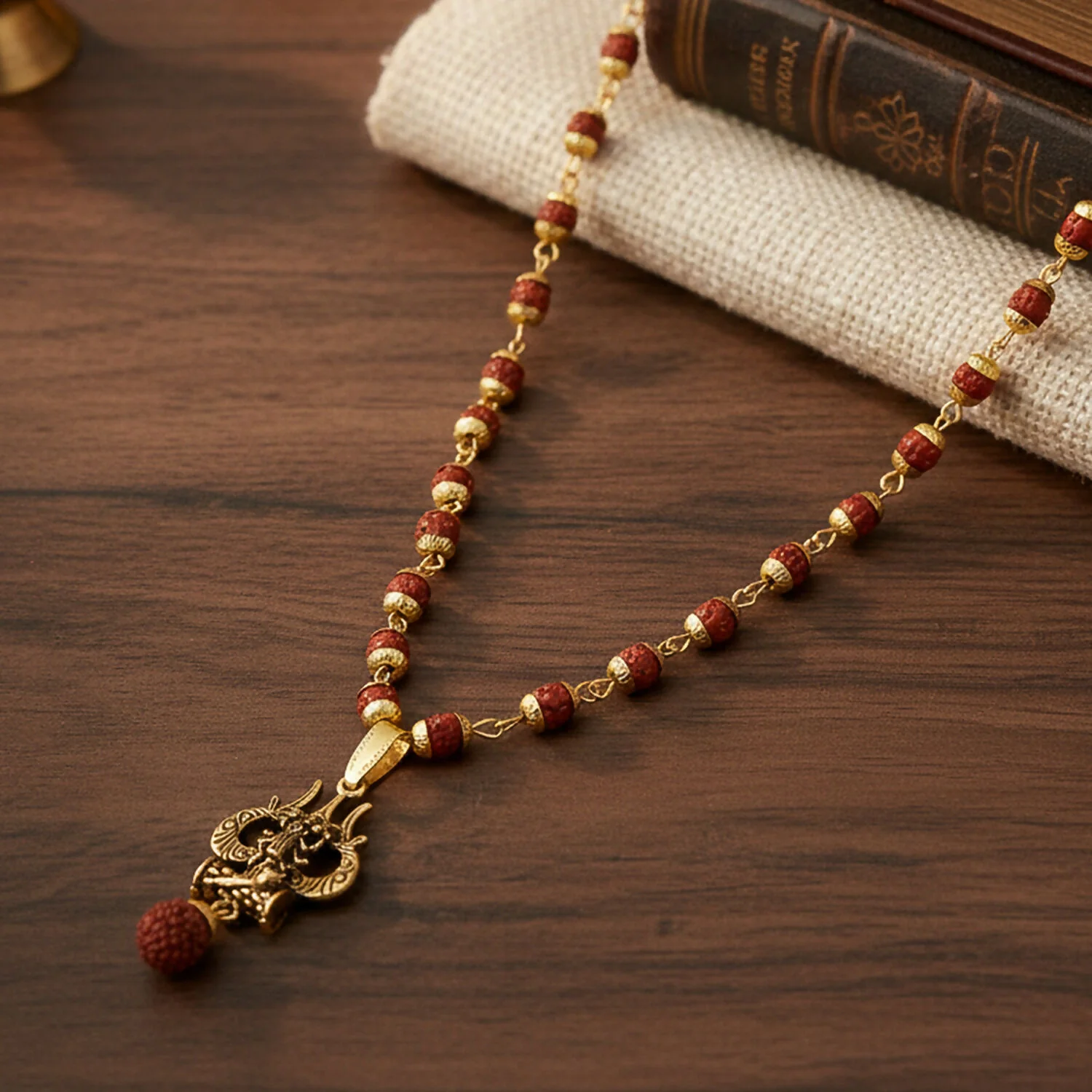 Divine Lord Hanuman Trishul Pendant & Rudraksha Mala - Image 3