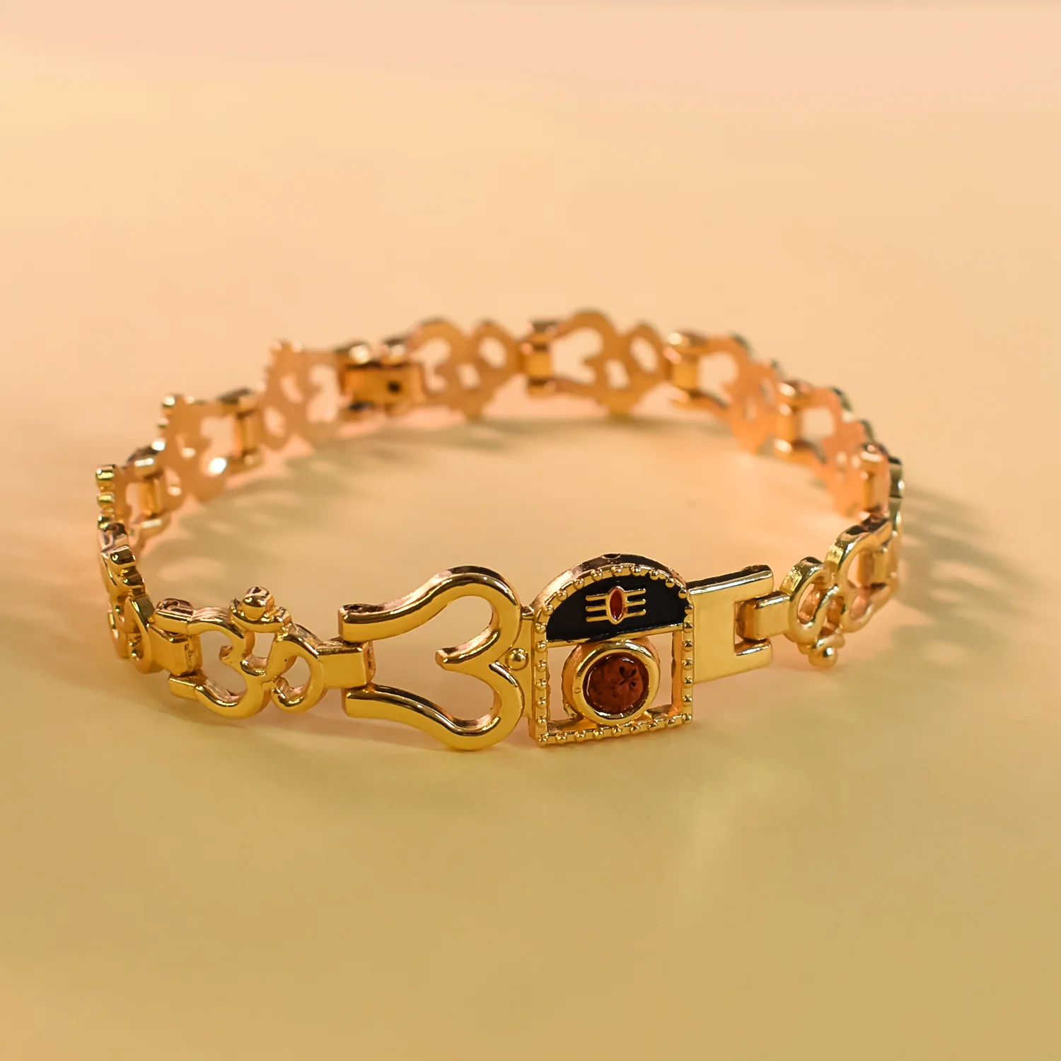 Divine Mahadev Damru, Rudraksha, Trishul & Om  Bracelet - Image 3