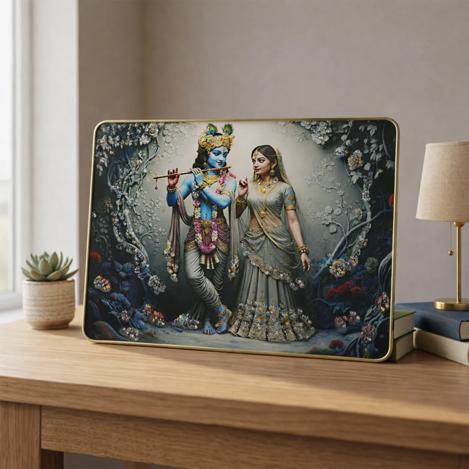 Divine Radha Krishna Flute Art Wall Frame (1 Pc, 45x30 Cm) - Image 7