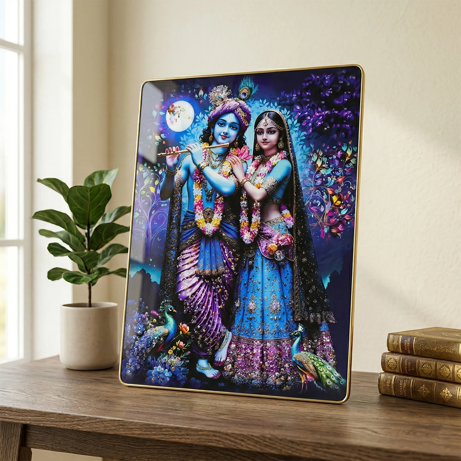 Divine Radha Krishna Moonlight Artistic Wall Frame (1 Pc, 60x45 Cm) - Image 3