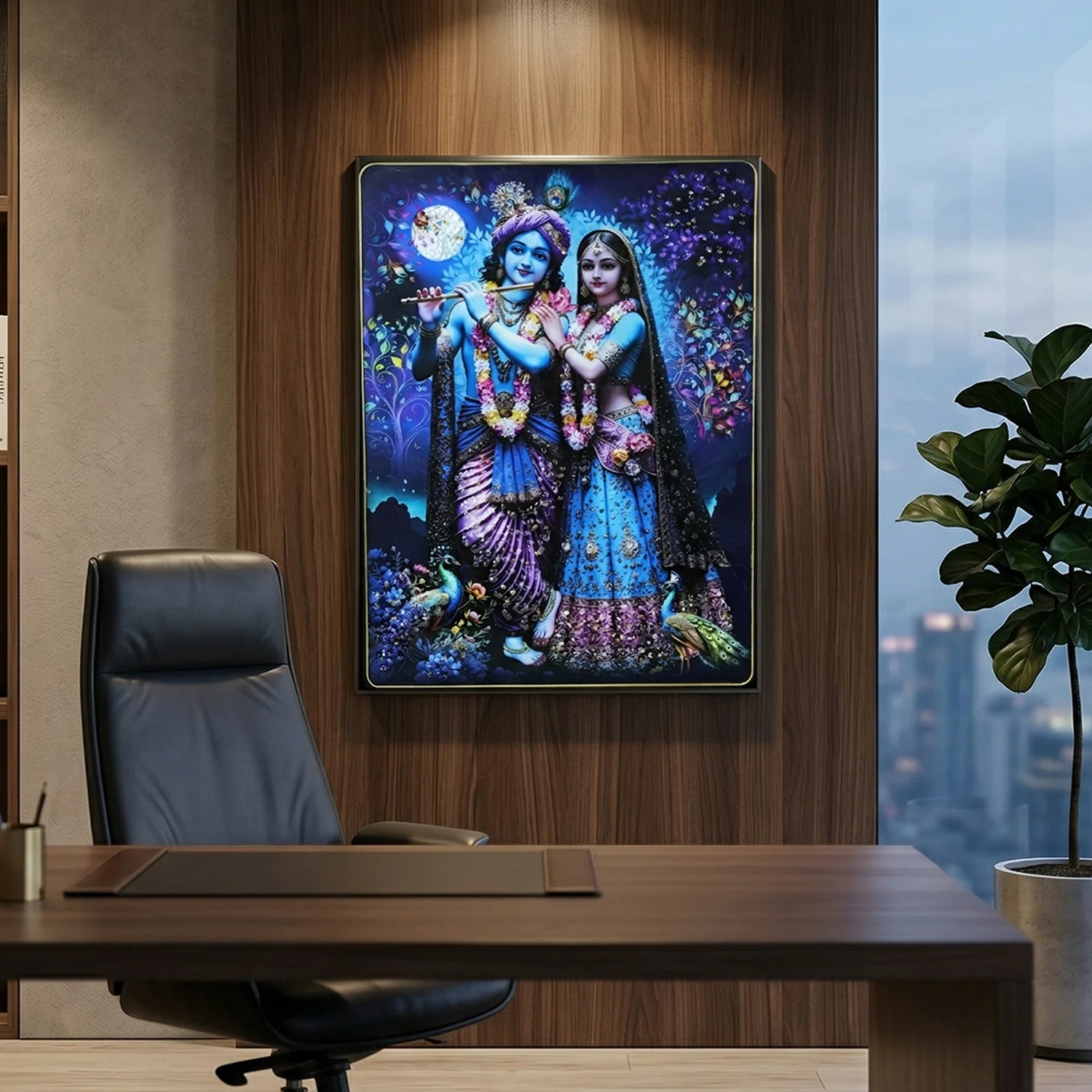 Divine Radha Krishna Moonlight Artistic Wall Frame (1 Pc, 60x45 Cm) - Image 5