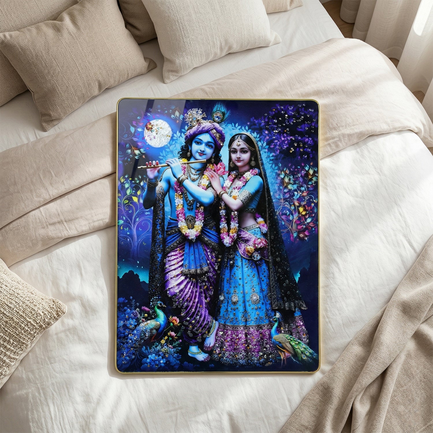 Divine Radha Krishna Moonlight Artistic Wall Frame (1 Pc, 60x45 Cm) - Image 7