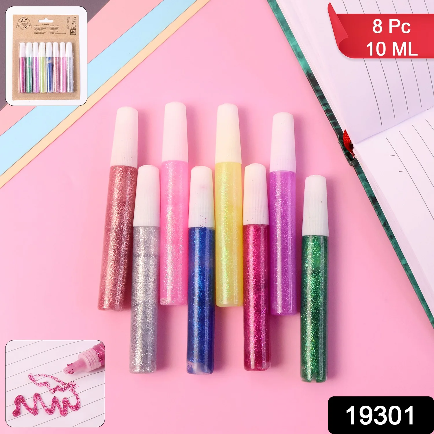 DIY Multi-Color Glitter Craft Glue Pen Set (10ML / 8 Pc) - Image 2