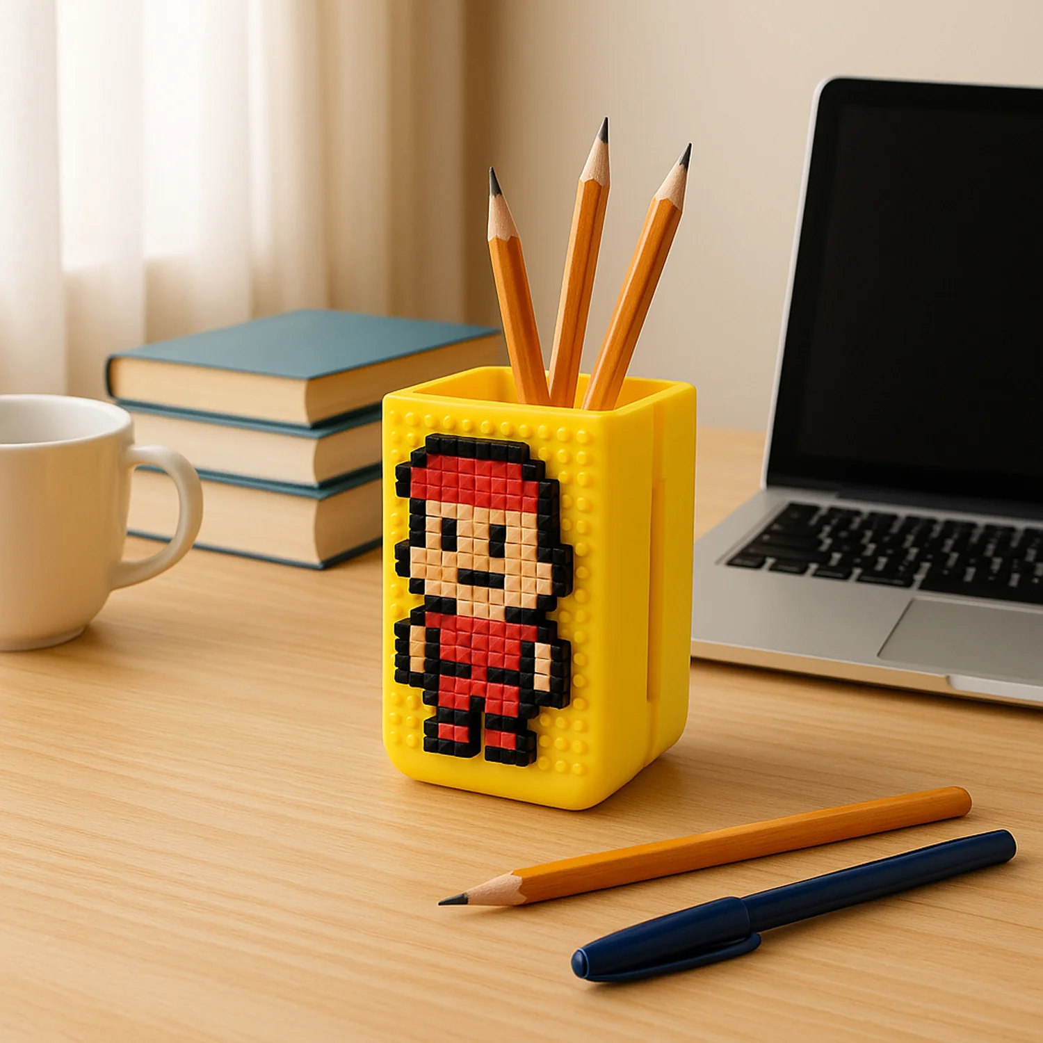 DIY Pixel Art Pen Stand with Building Block Set - Image 6