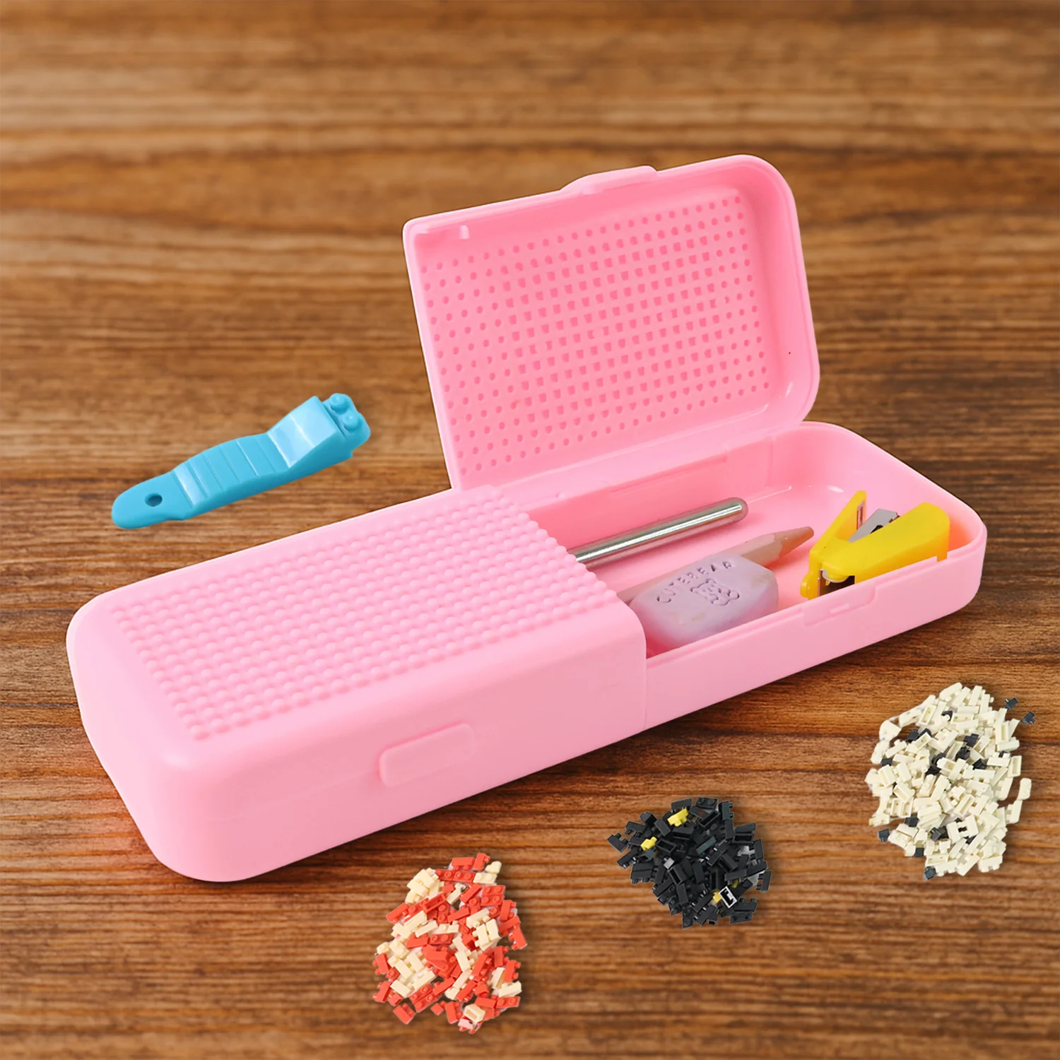 DIY Pixel Art Pencil Box with Building Blocks (1 Set) - Image 3