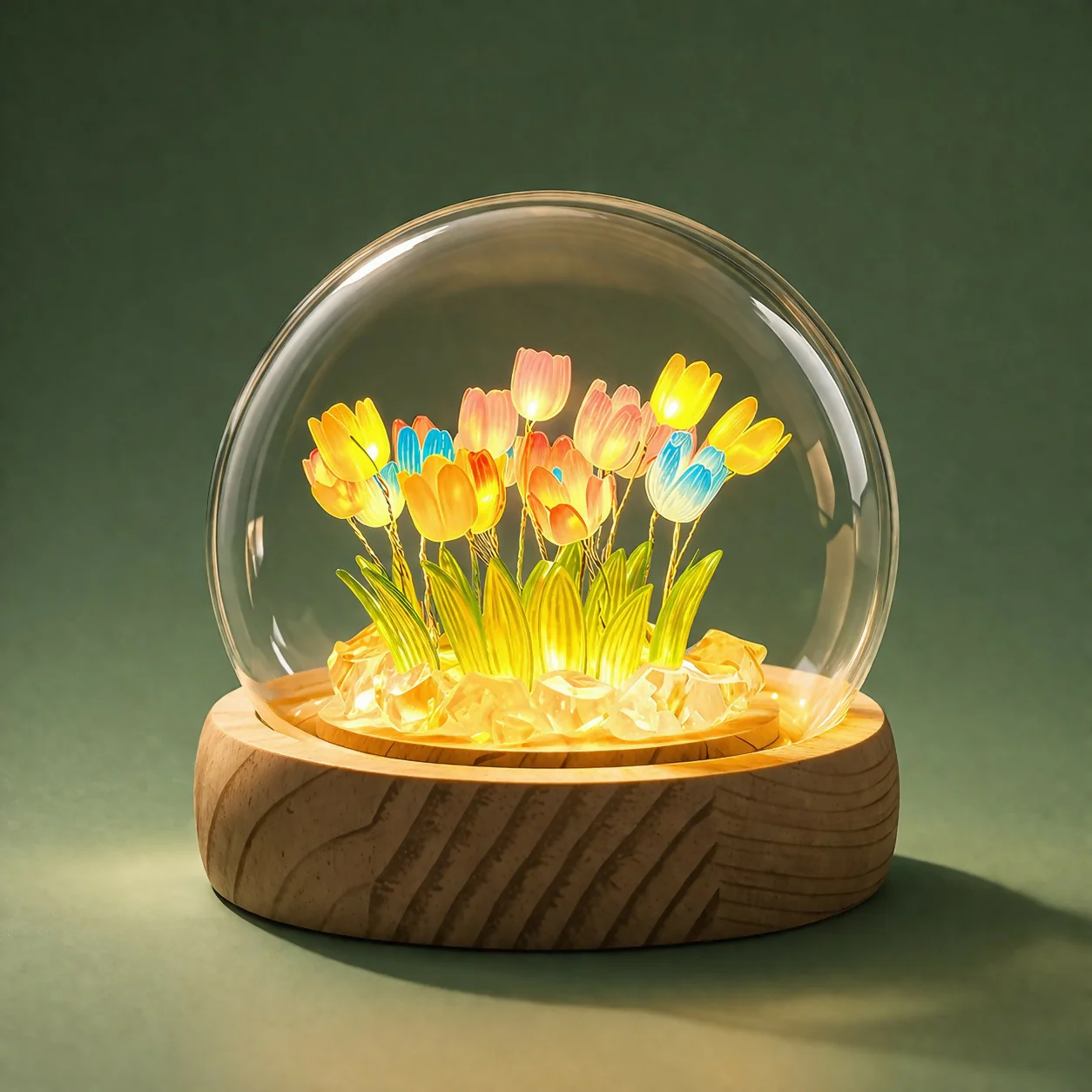 DIY Tulip Night Light Kit LED Glass Dome Decorative Table Lamp - Image 4
